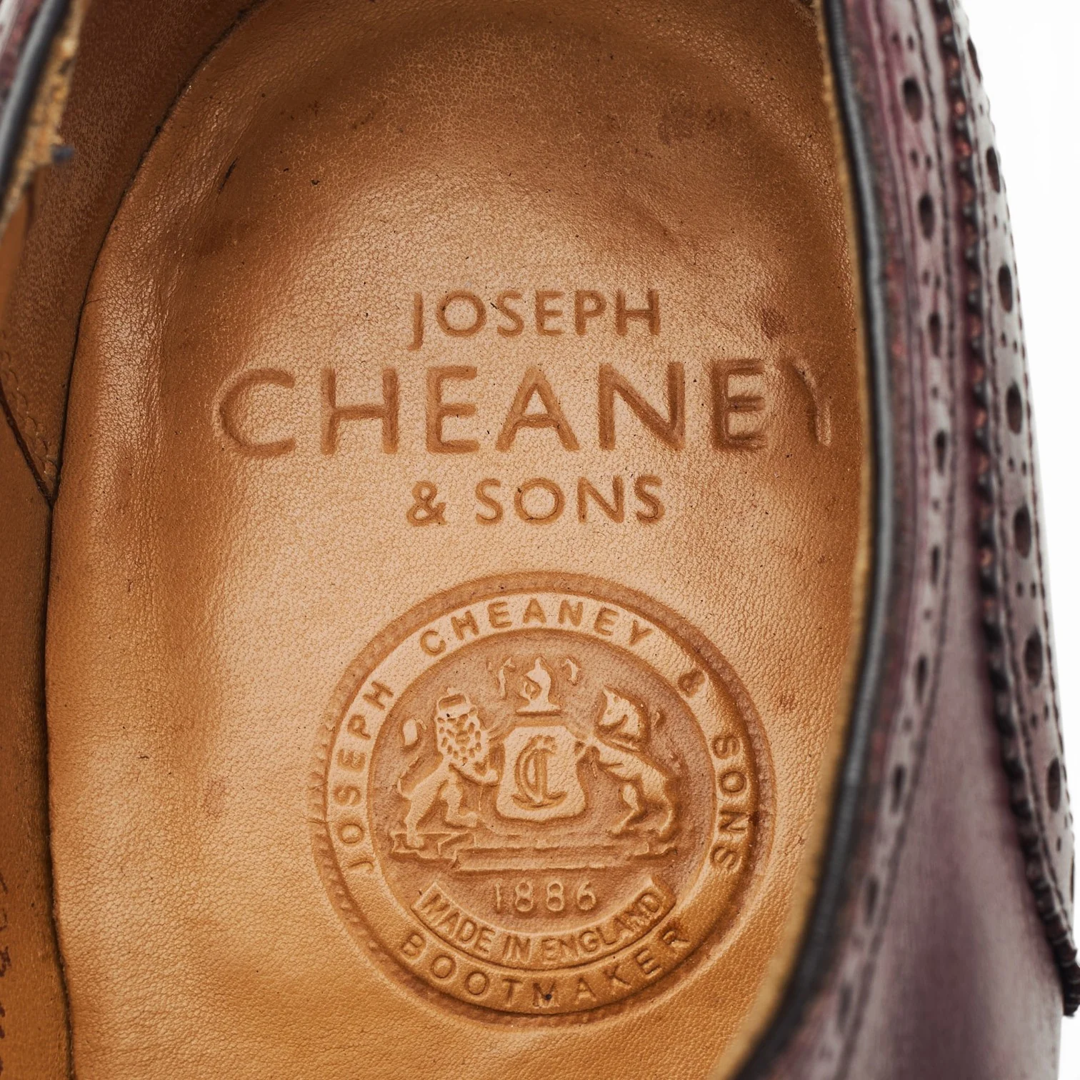 'Fenchurch' Burgundy Leather Oxford Semi Brogues UK 10 F - Image 7