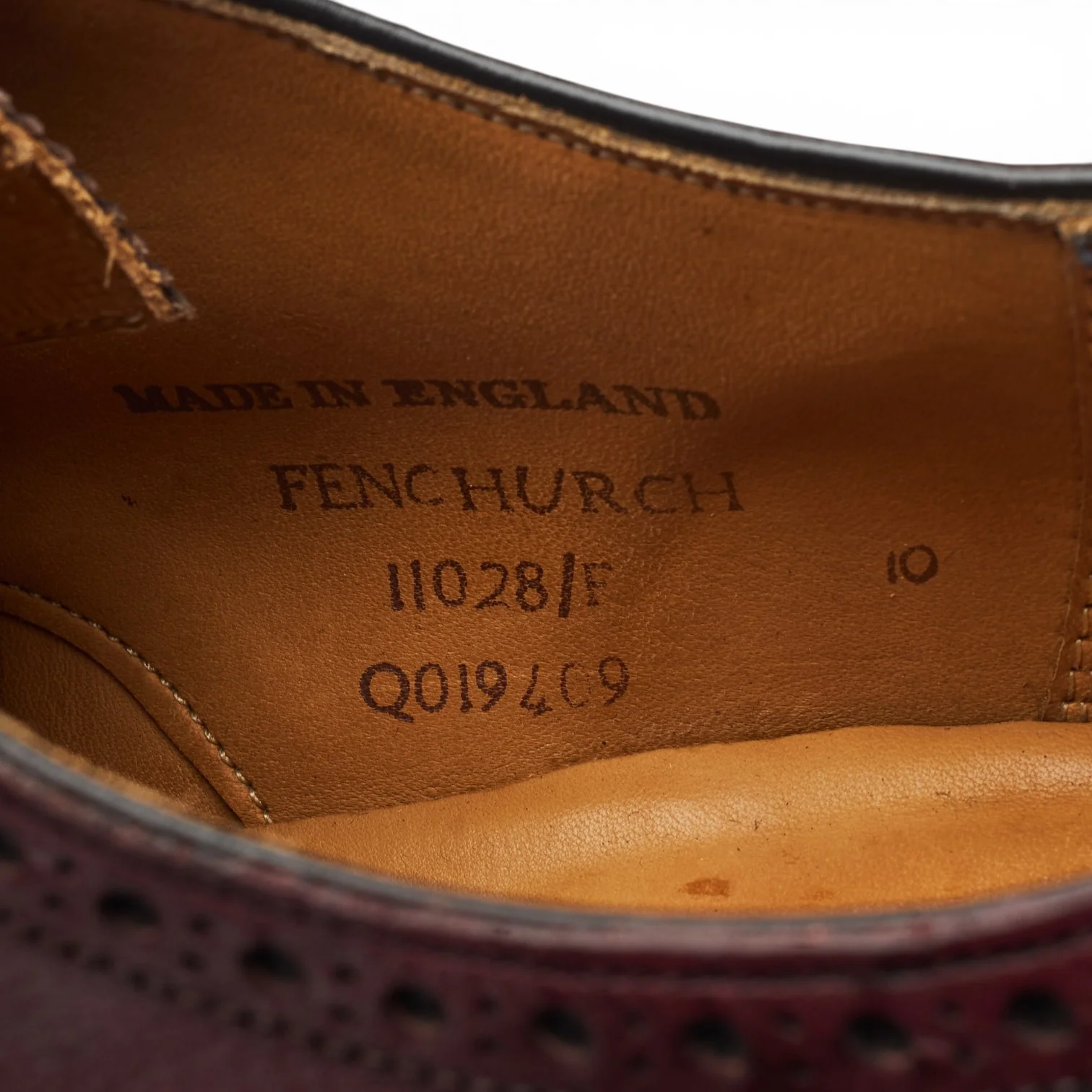 'Fenchurch' Burgundy Leather Oxford Semi Brogues UK 10 F - Image 8