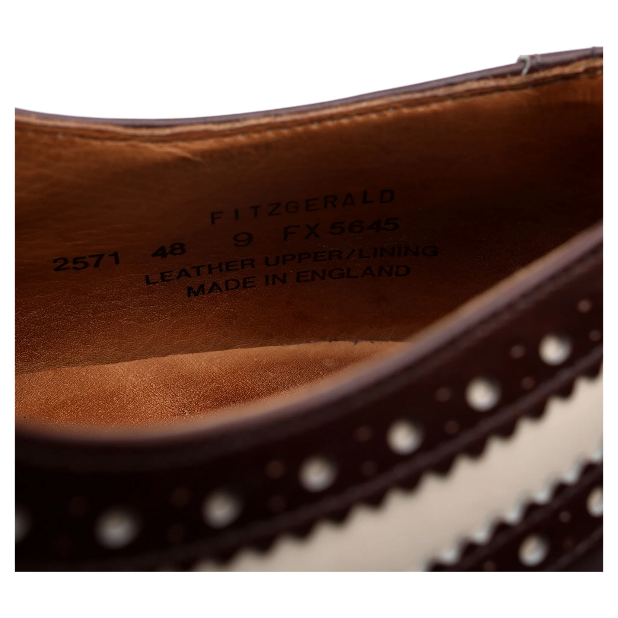 'Fitzgerald' Dark Brown Brown White Leather Spectator Brogues UK 9 FX - Image 13