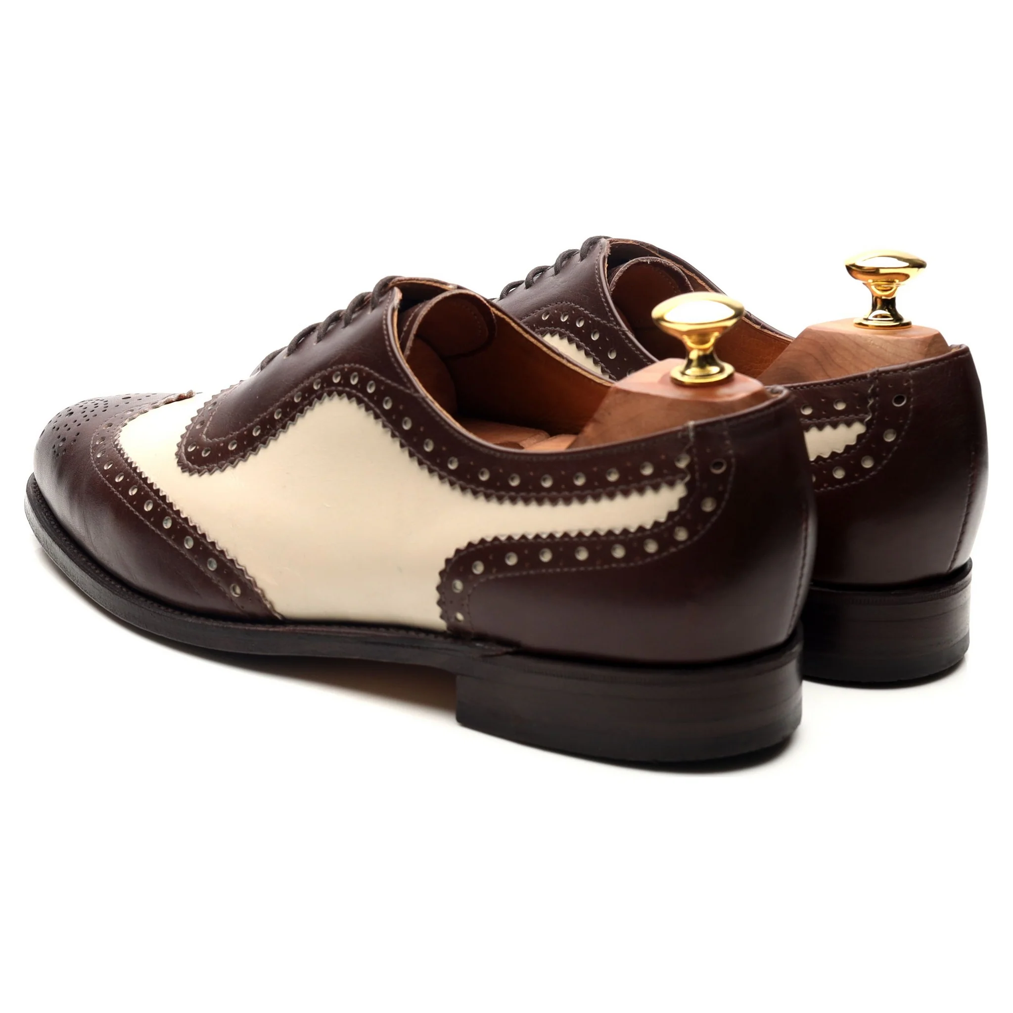 'Fitzgerald' Dark Brown Brown White Leather Spectator Brogues UK 9 FX - Image 3