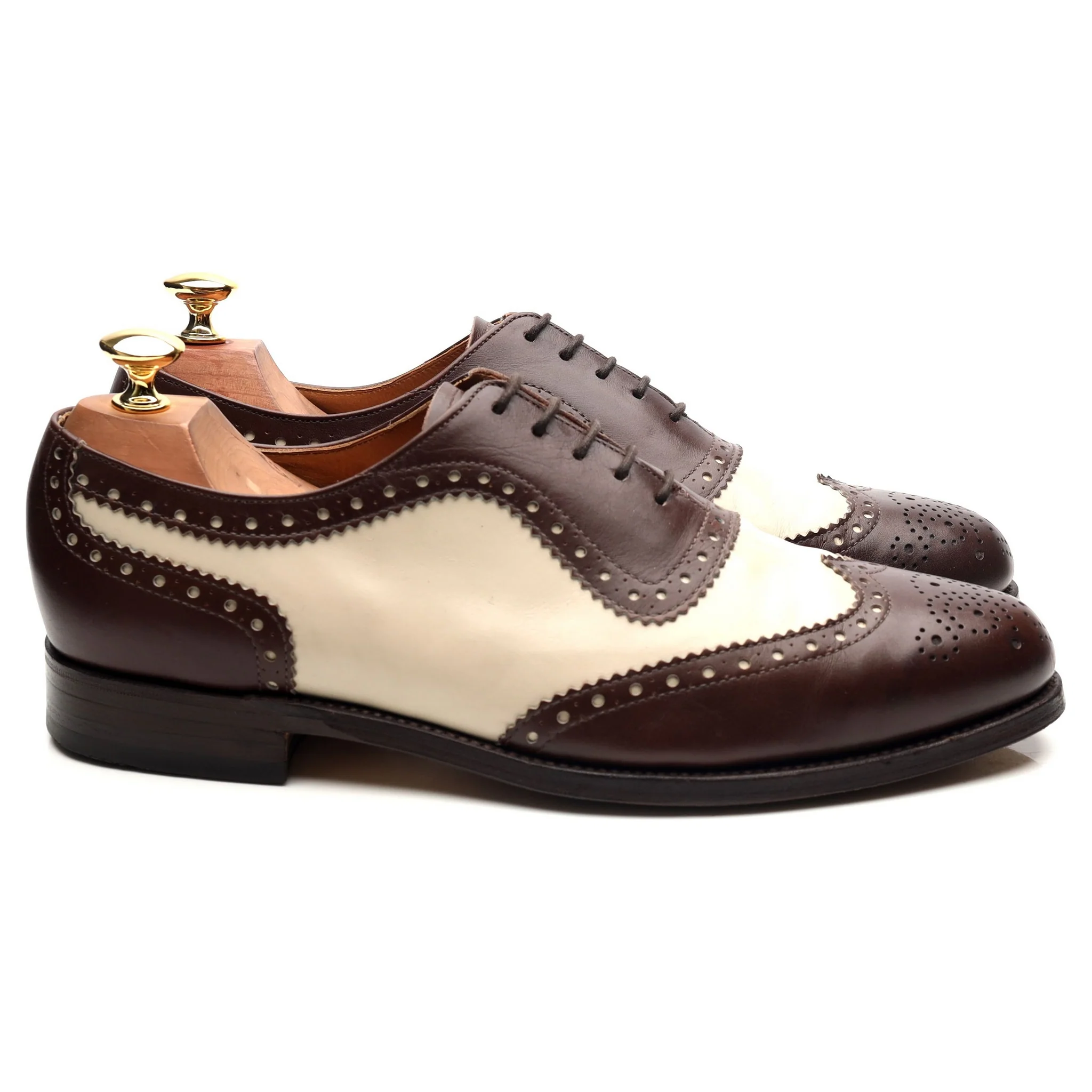'Fitzgerald' Dark Brown Brown White Leather Spectator Brogues UK 9 FX - Image 6