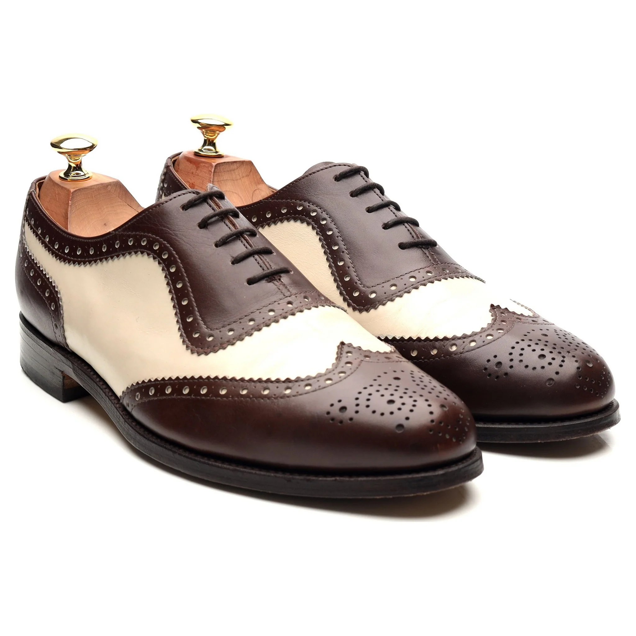 'Fitzgerald' Dark Brown Brown White Leather Spectator Brogues UK 9 FX - Image 7