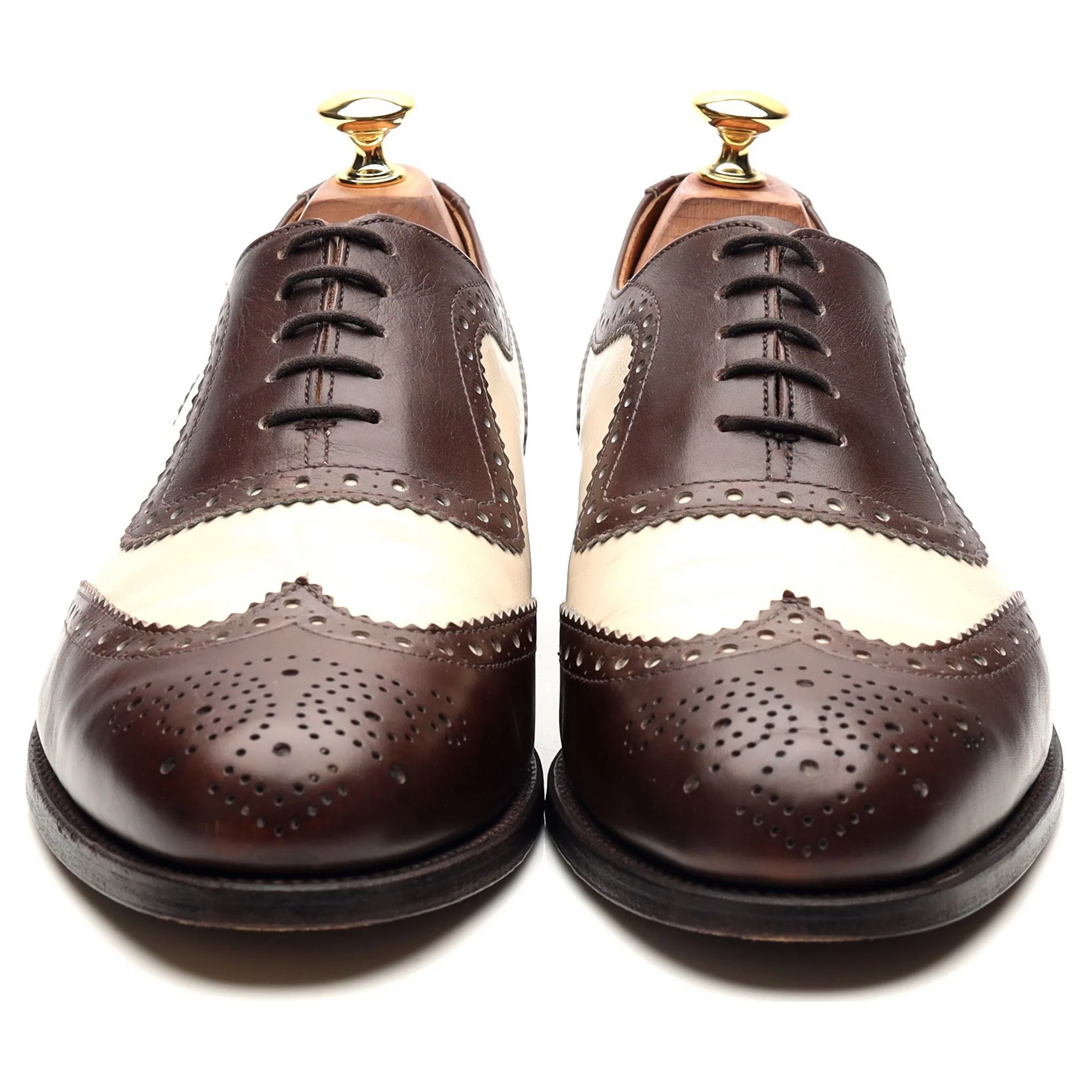 'Fitzgerald' Dark Brown Brown White Leather Spectator Brogues UK 9 FX - Image 8