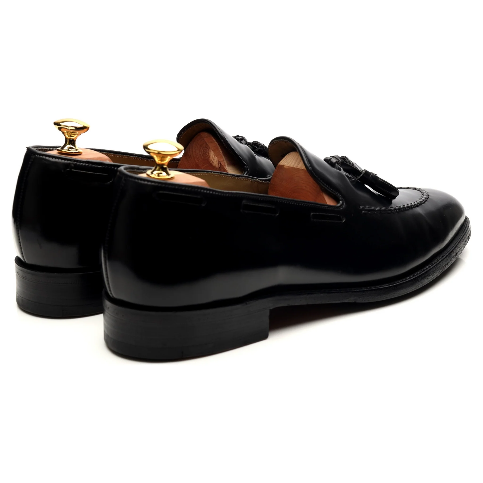 Black Leather Tassel Loafers UK 11.5 - Image 5