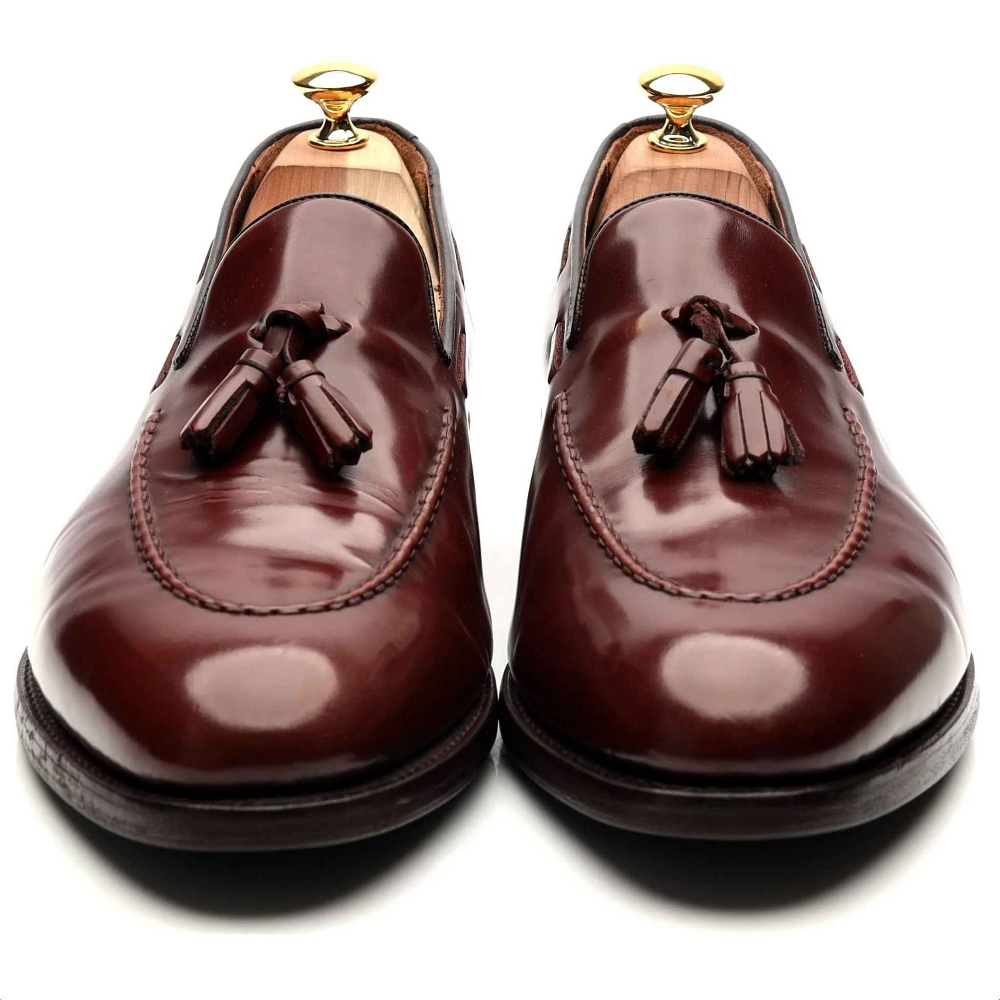 Burgundy Leather Tassel Loafers UK 11.5 - Image 8