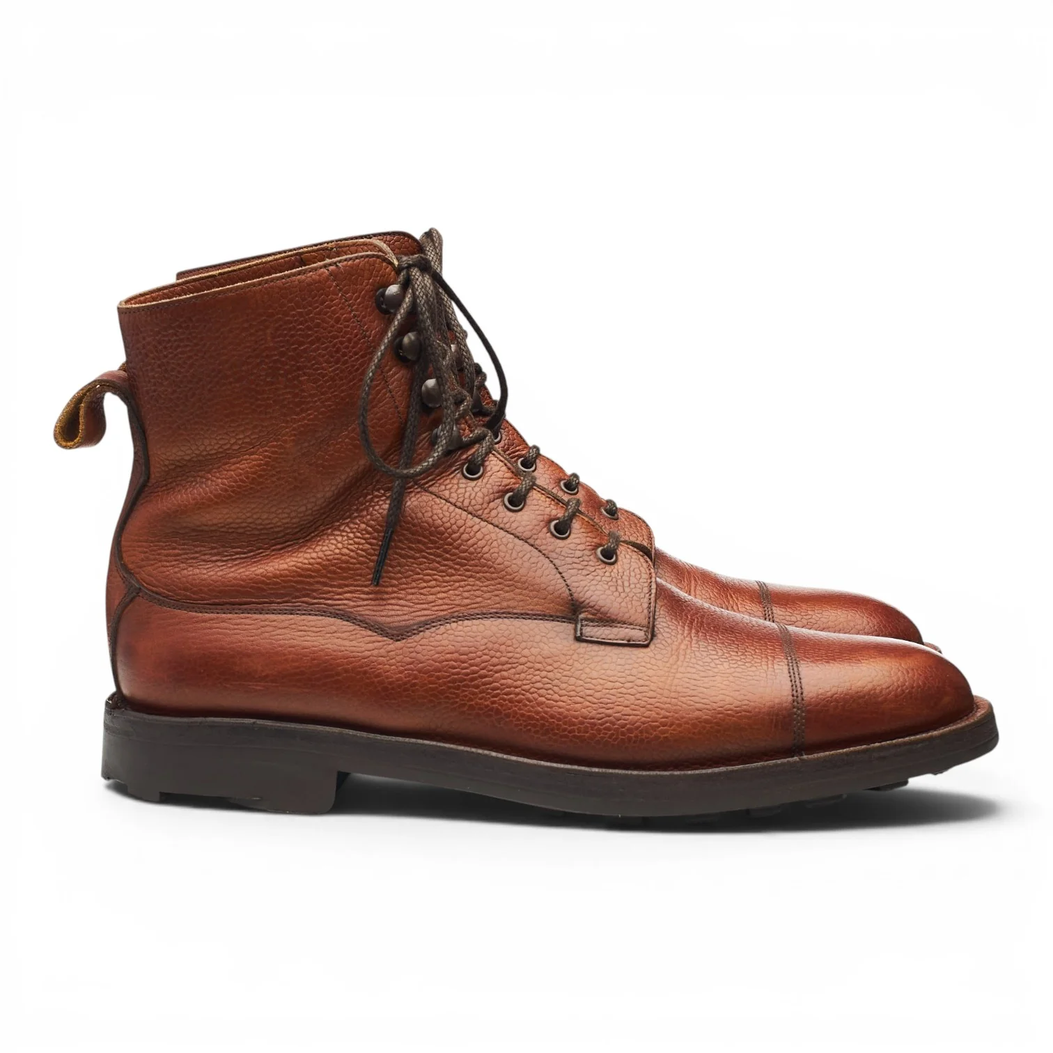 'Galway' Tan Brown Grain Leather Boots UK 8.5 E