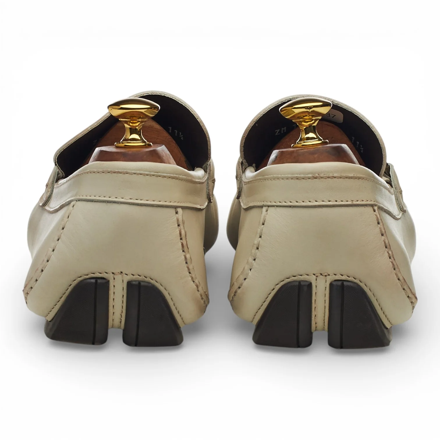 Gancini Cream Leather Driving Loafers UK 11.5 - Image 4