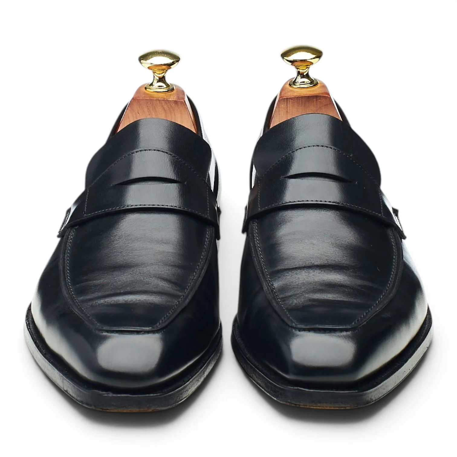 'George' Black Leather Loafers UK 7 E - Image 2