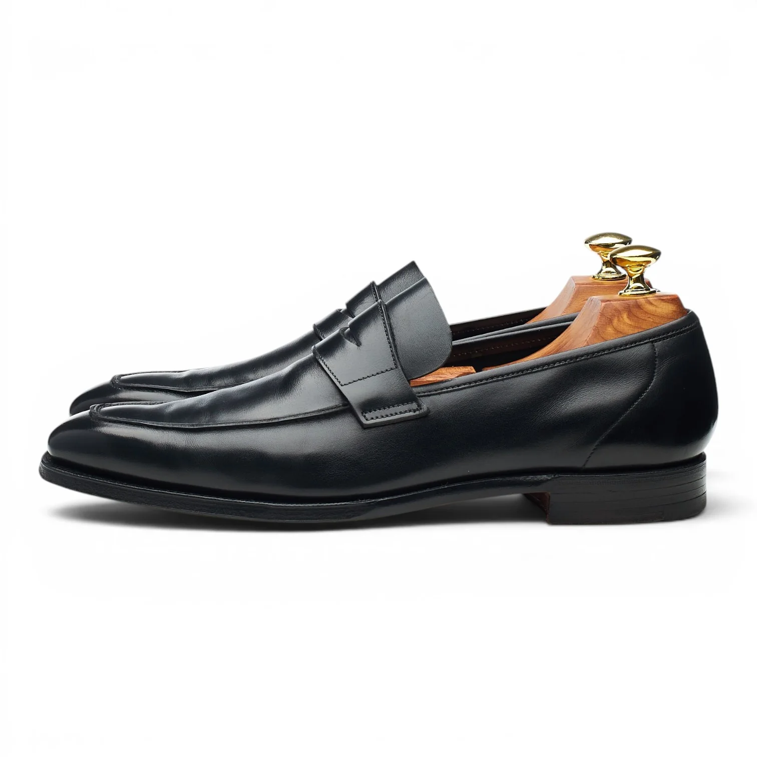 'George' Black Leather Loafers UK 7 E - Image 3