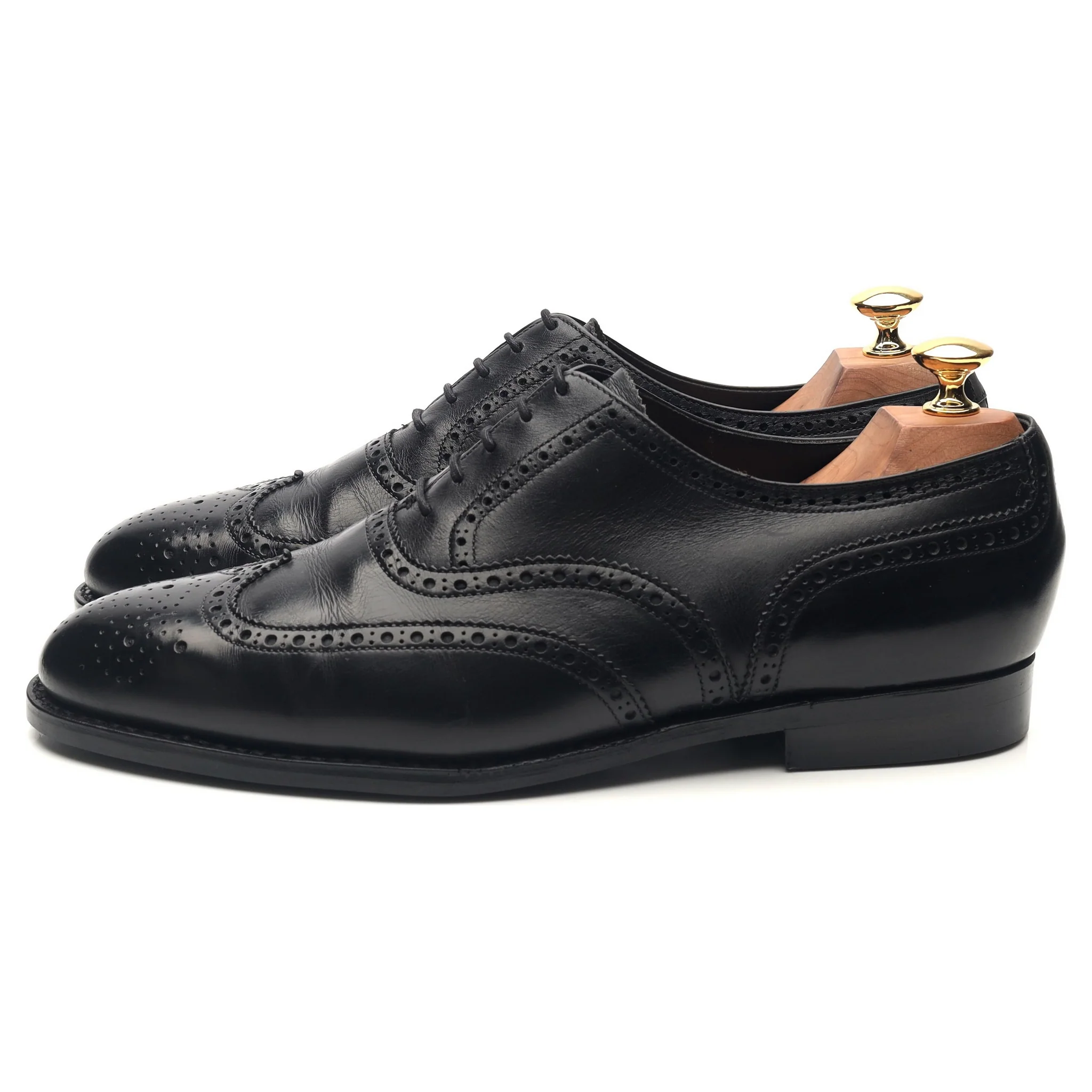 Black Leather Brogues UK 9 E - Image 2