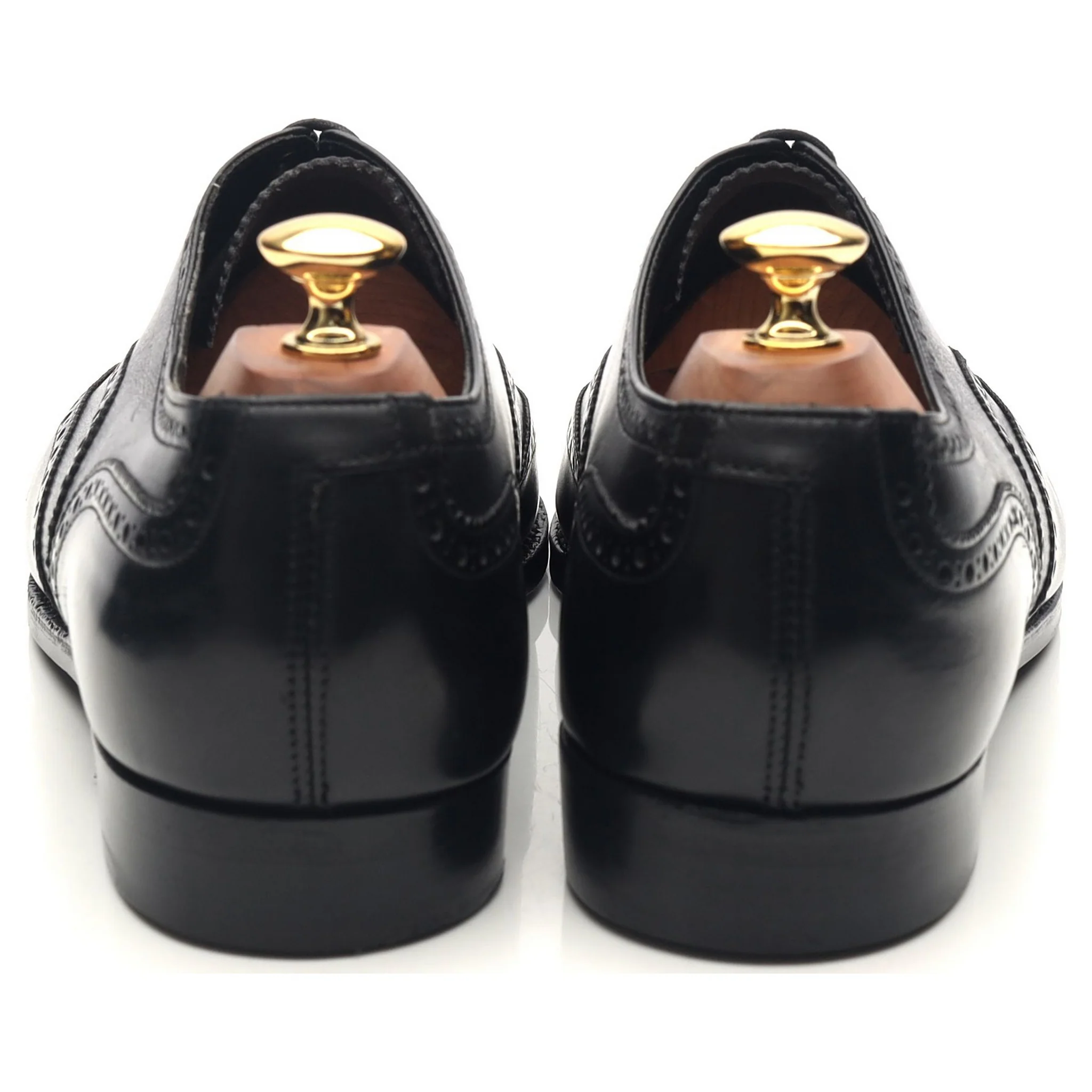 Black Leather Brogues UK 9 E - Image 4