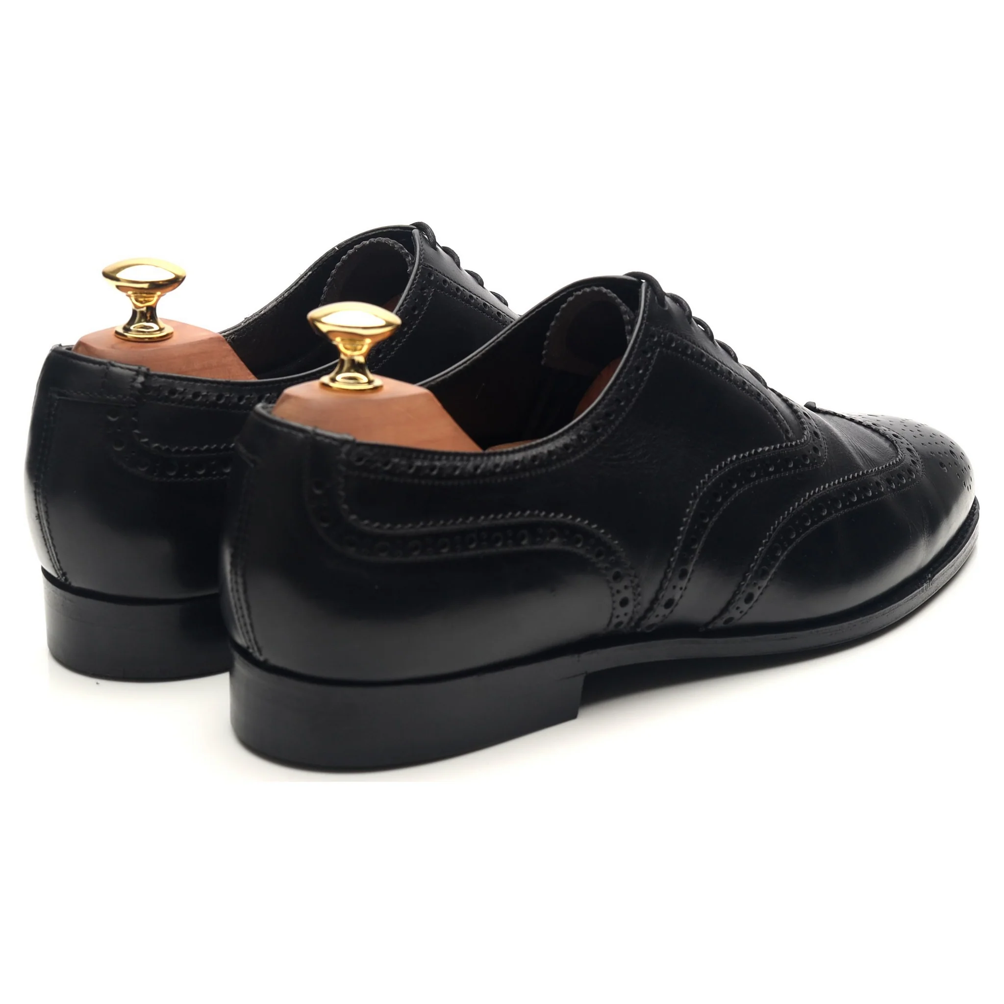 Black Leather Brogues UK 9 E - Image 5