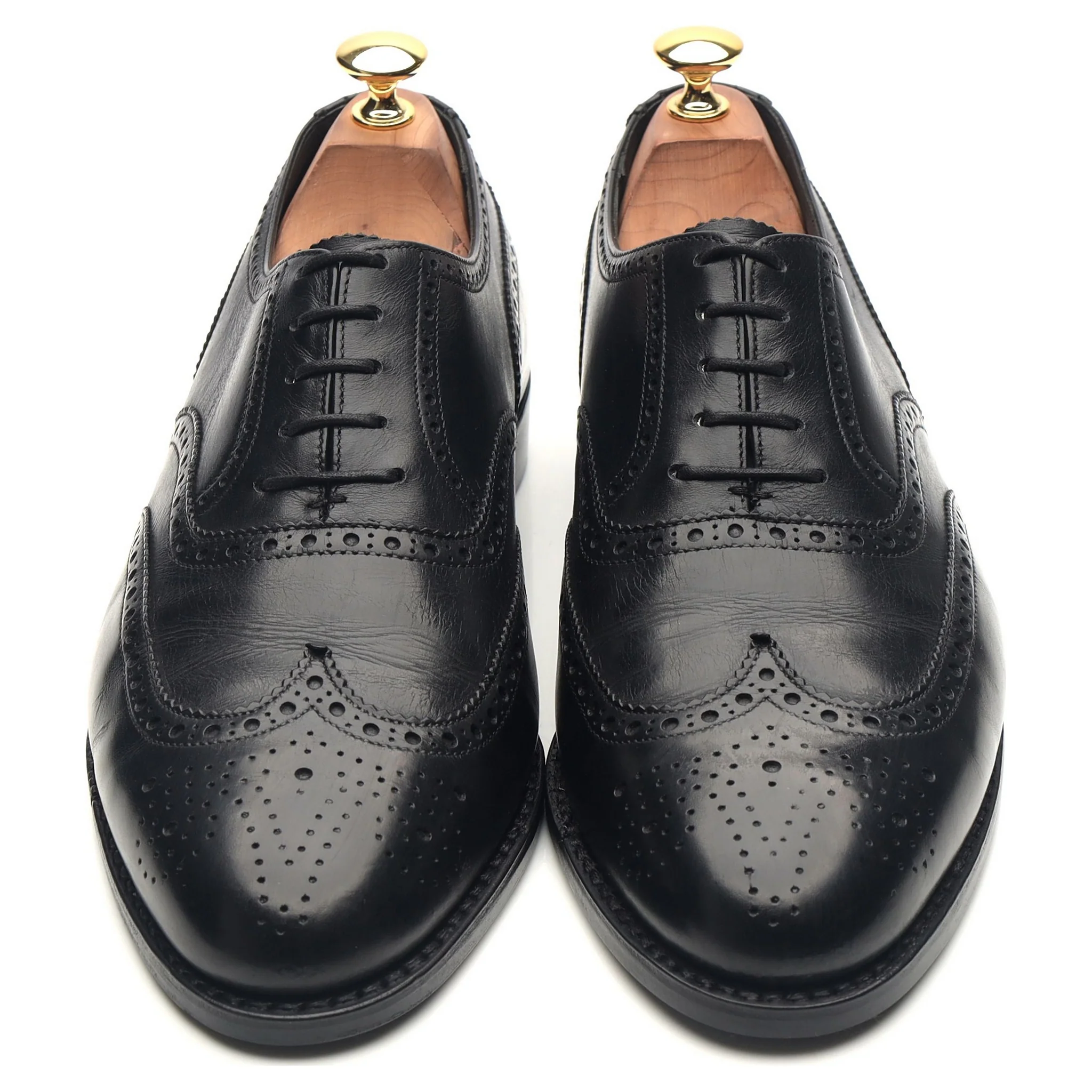 Black Leather Brogues UK 9 E - Image 9