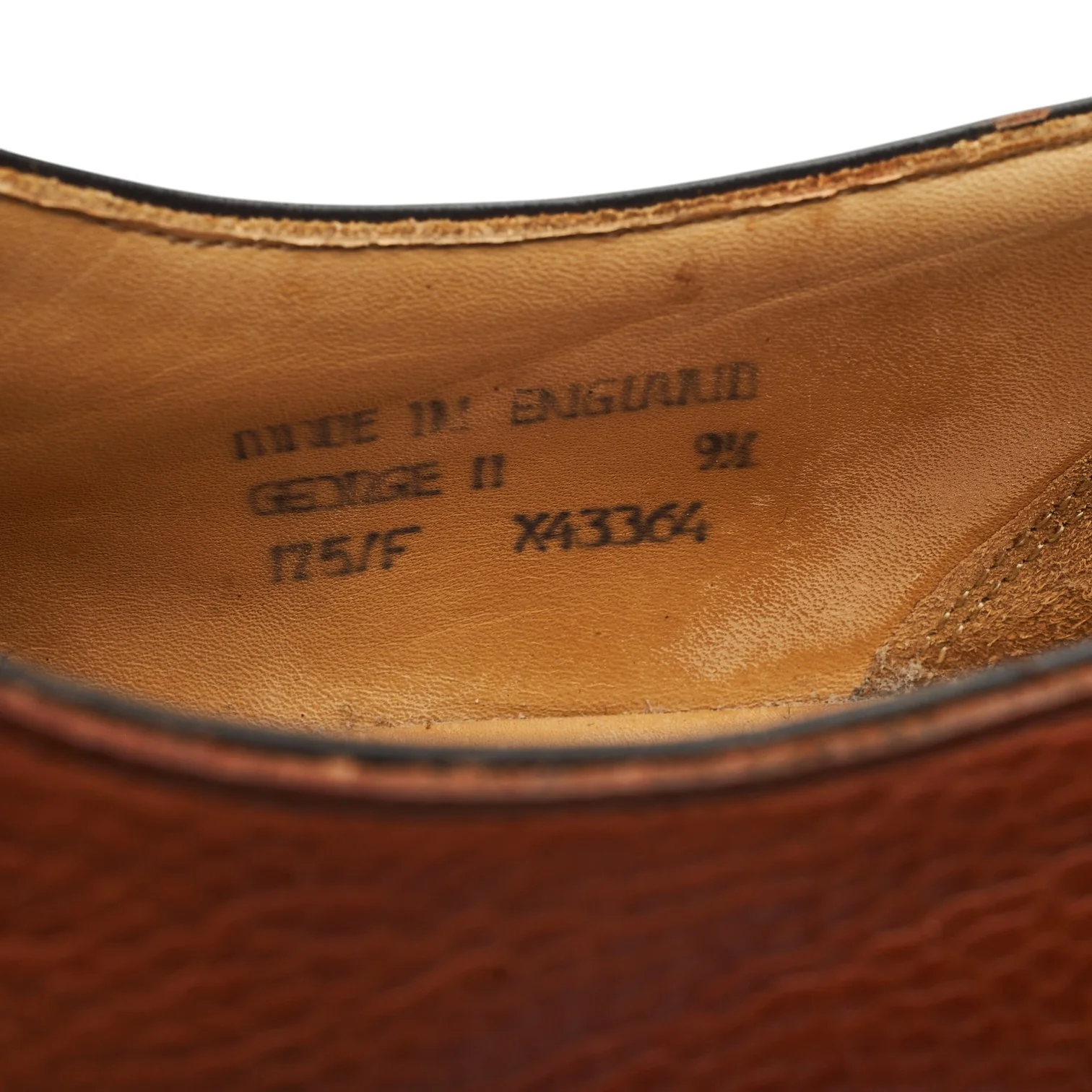 'George II' Tan Brown Grain Leather Saddle Oxford UK 9.5 F - Image 7