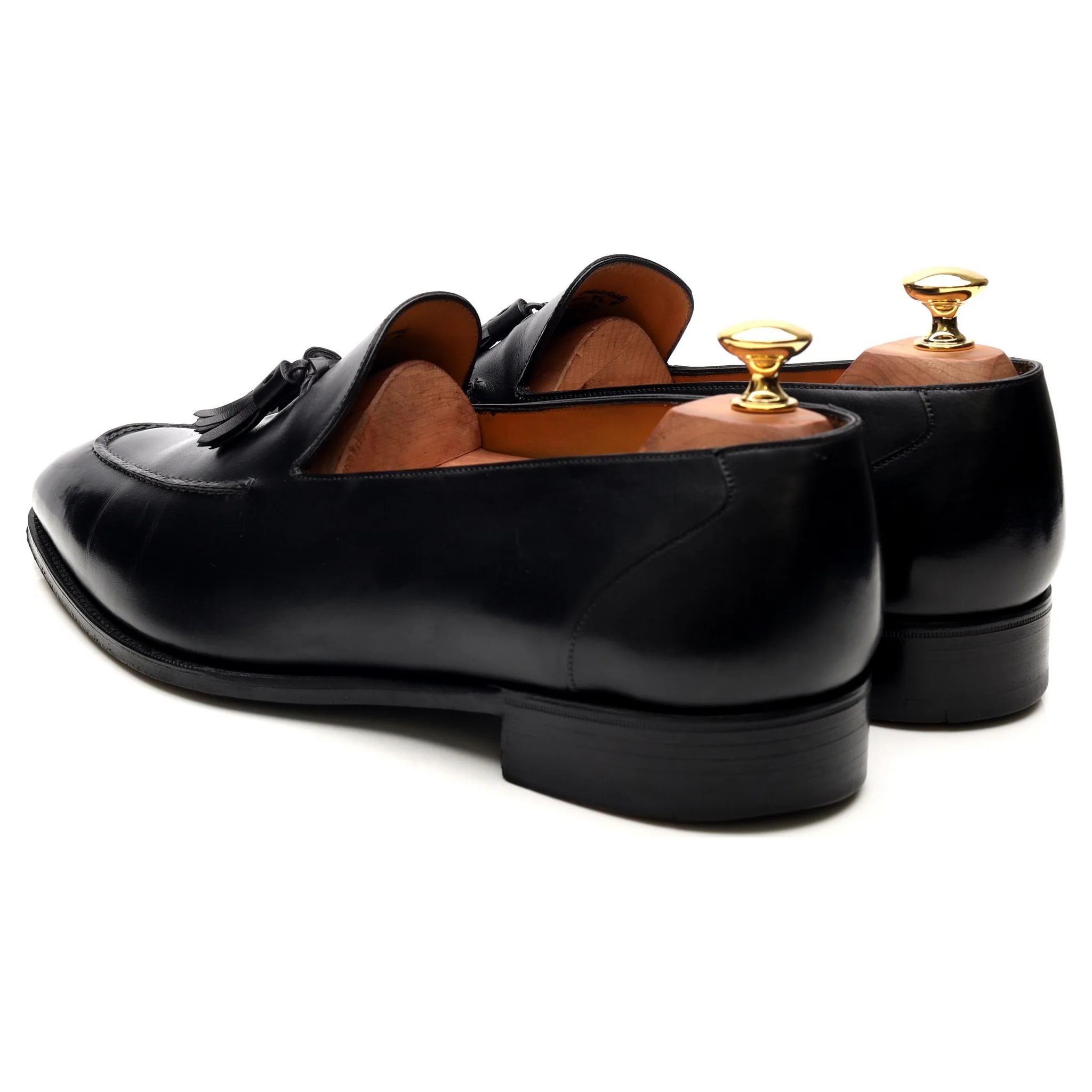 'Corniche' Black Leather Tassel Loafers UK 9.5 F - Image 3
