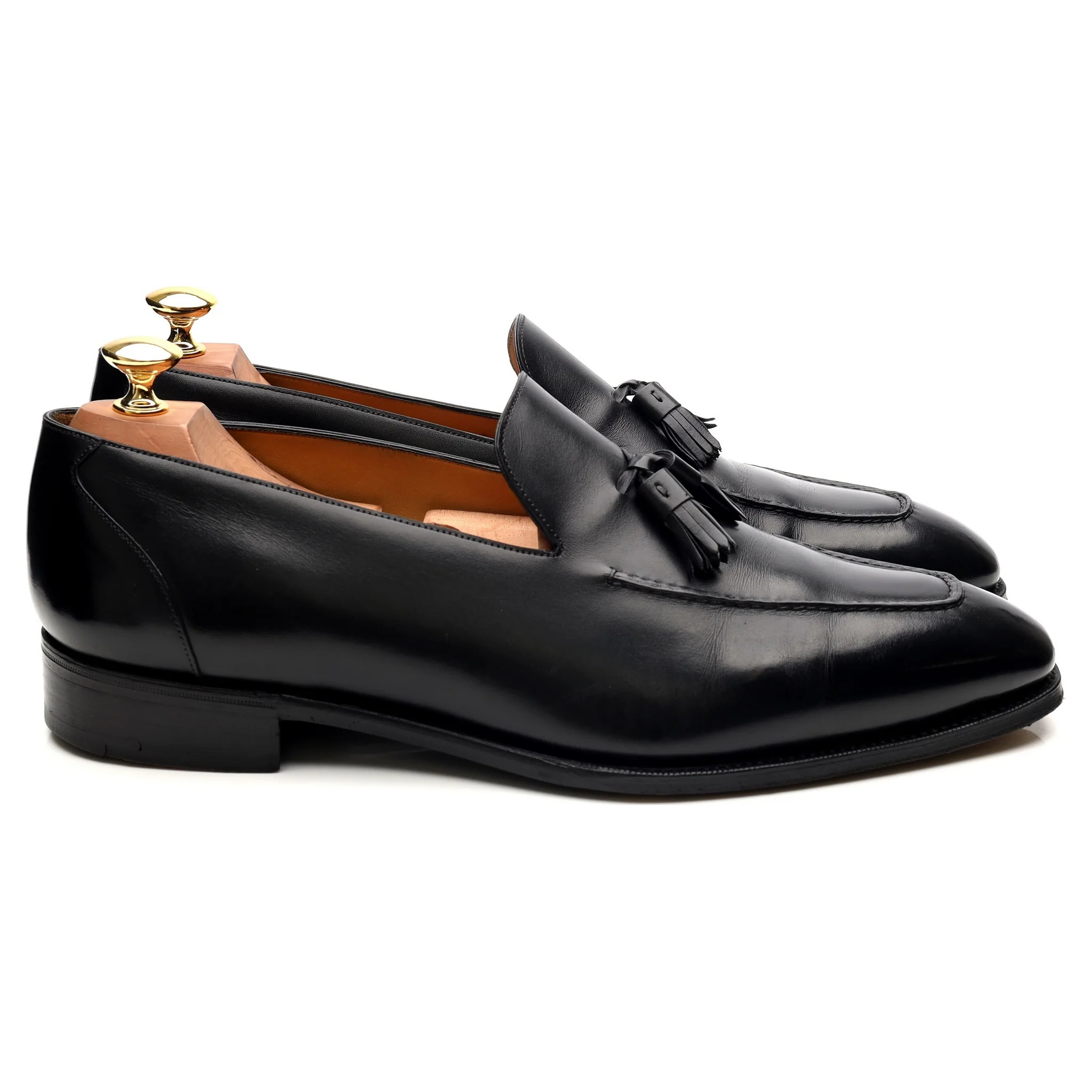 'Corniche' Black Leather Tassel Loafers UK 9.5 F - Image 6