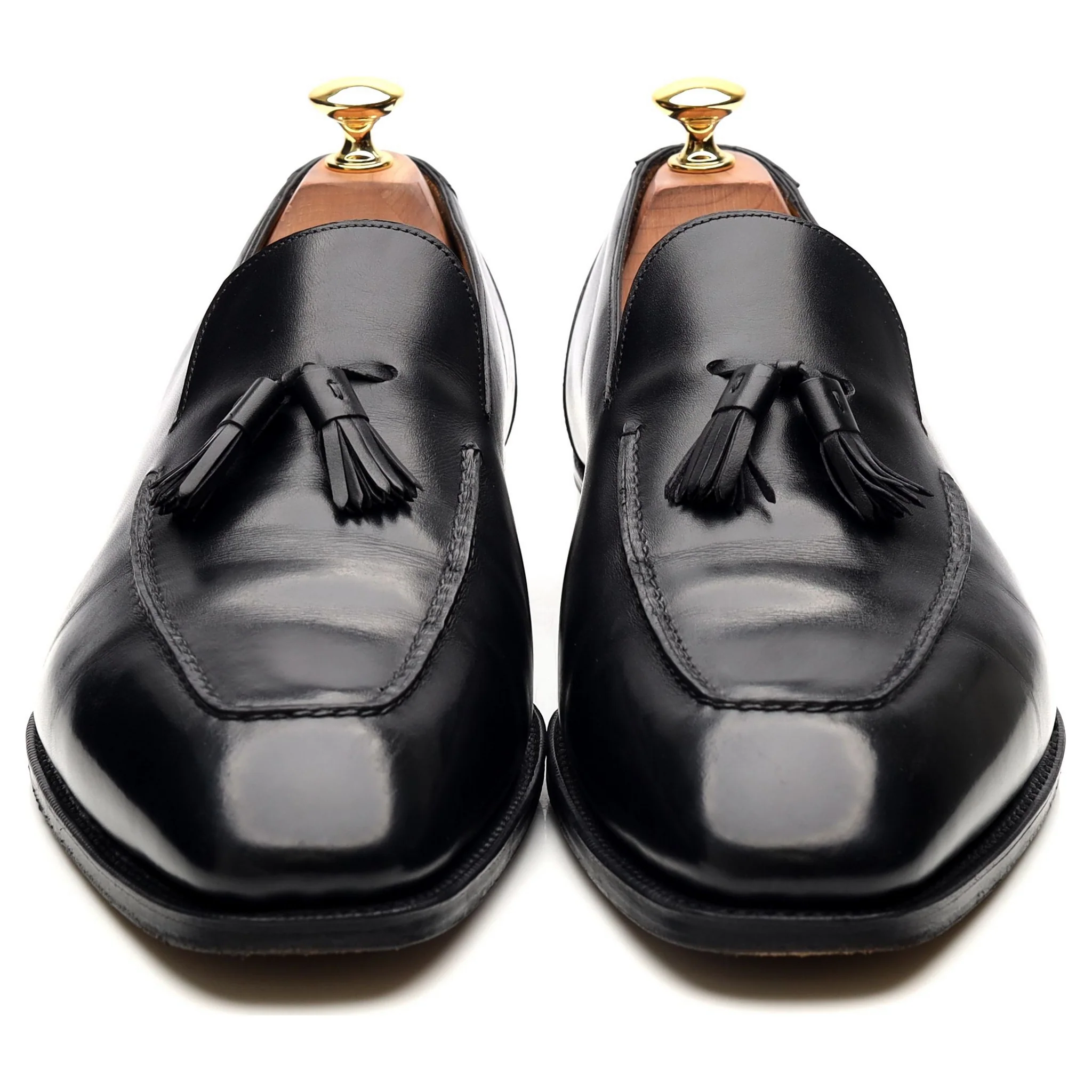 'Corniche' Black Leather Tassel Loafers UK 9.5 F - Image 8