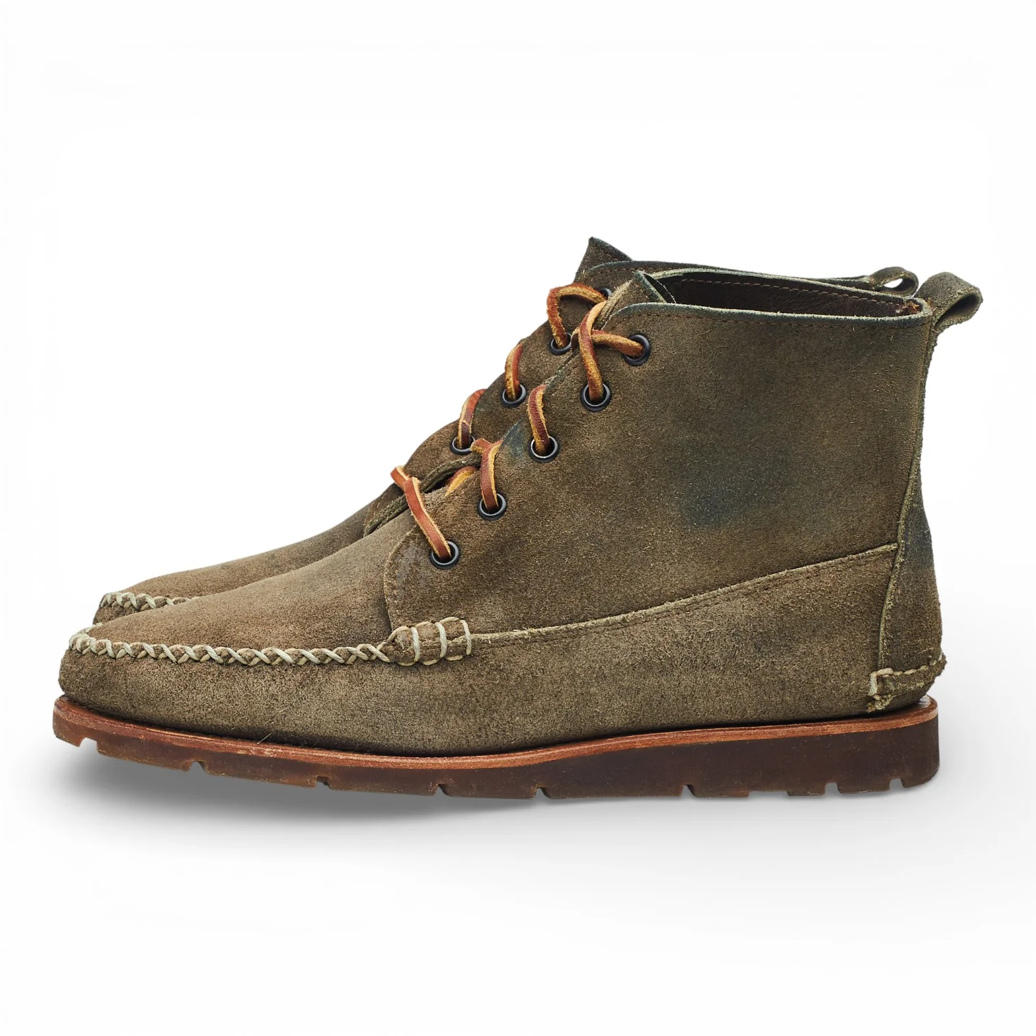 Green Suede Moc Toe Boots UK 7.5 US 8 E - Image 3
