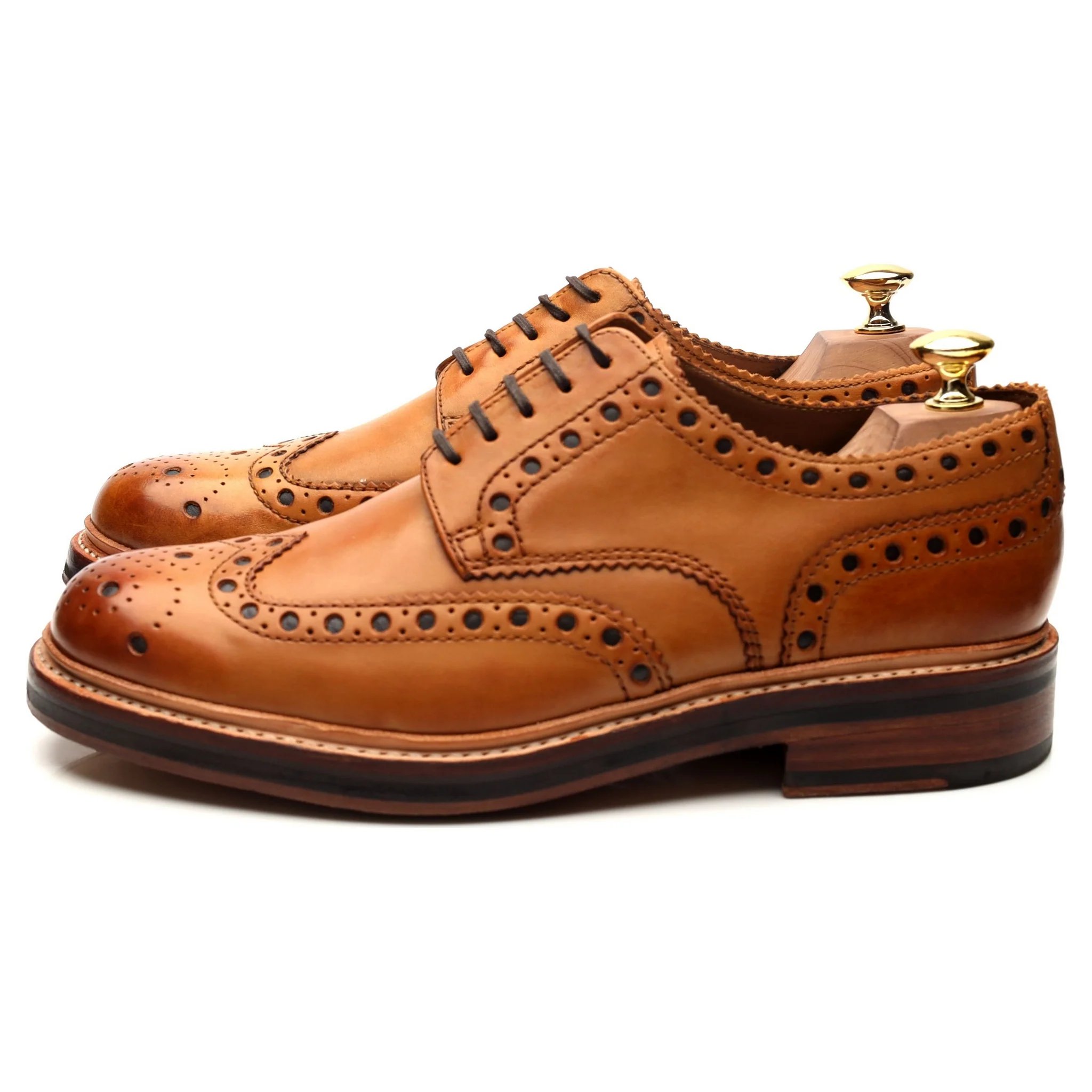 'Archie' Tan Brown Leather Derby Brogues UK 8 G - Image 2