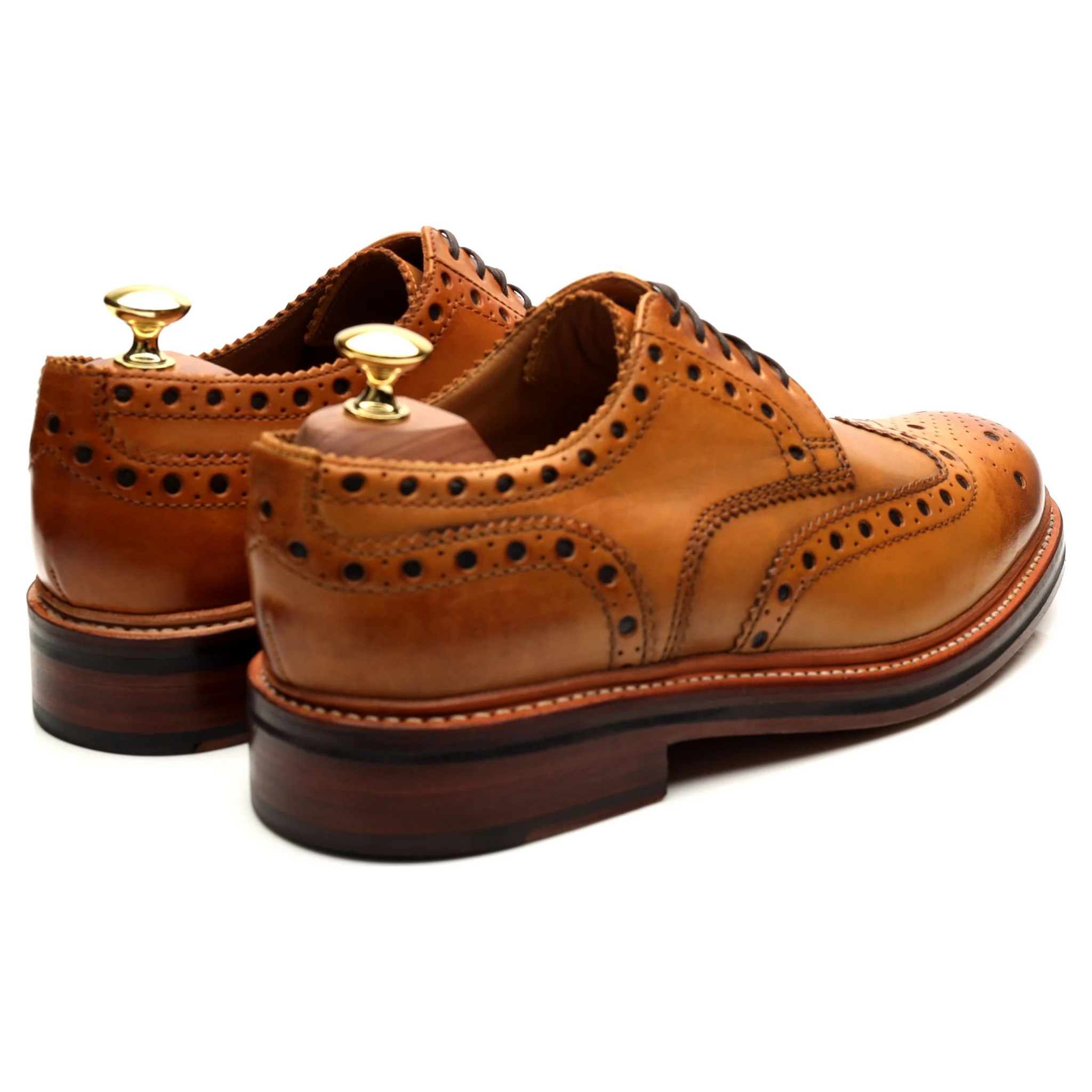 'Archie' Tan Brown Leather Derby Brogues UK 8 G - Image 5