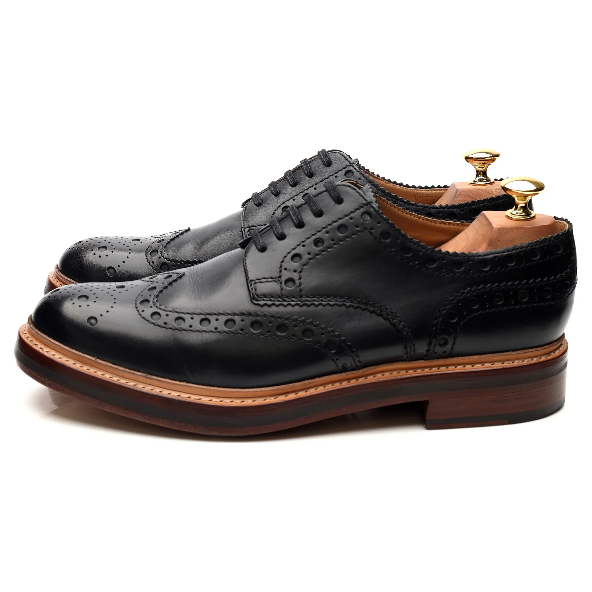 'Archie' Black Leather Derby Brogues UK 9 G - Image 2