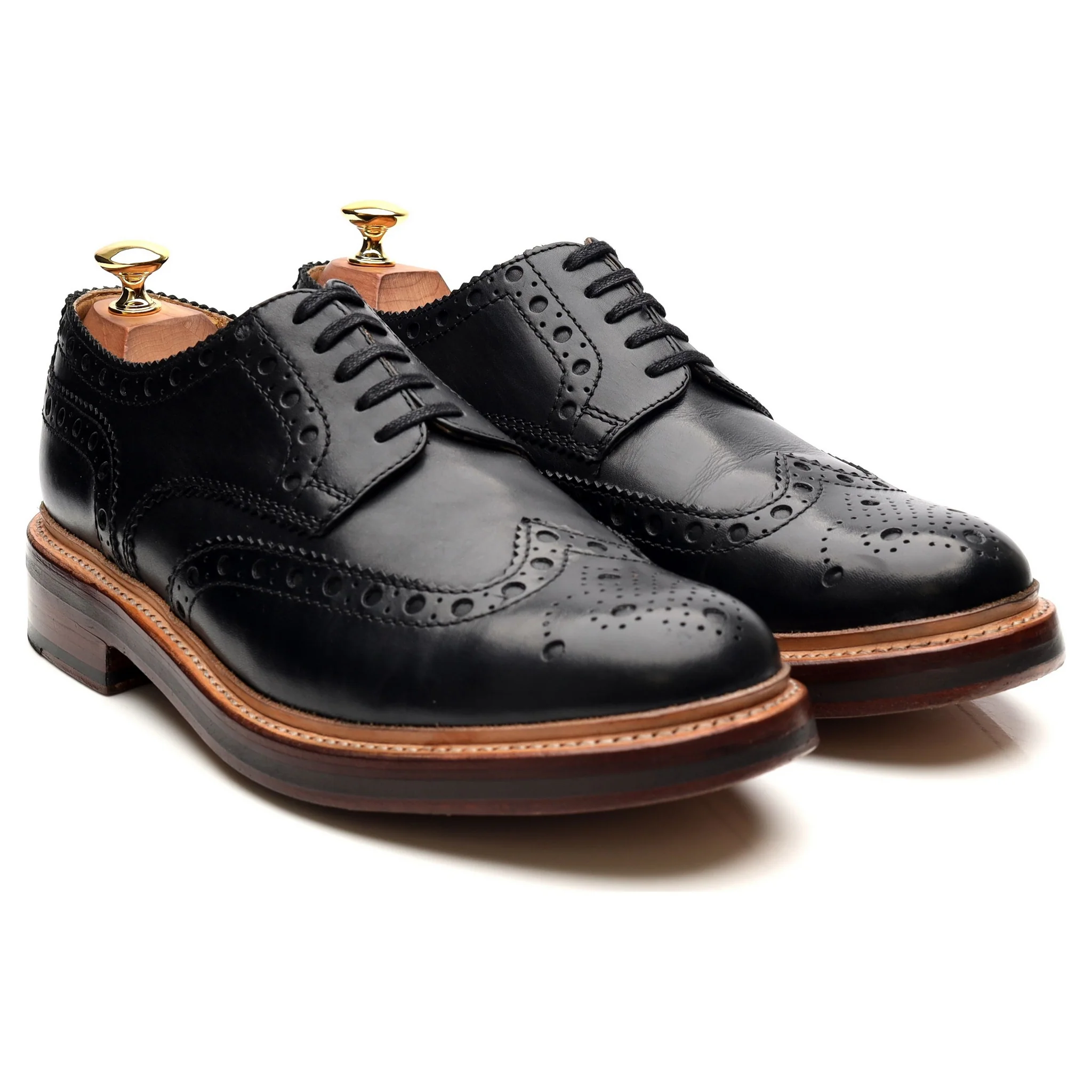 'Archie' Black Leather Derby Brogues UK 9 G - Image 7