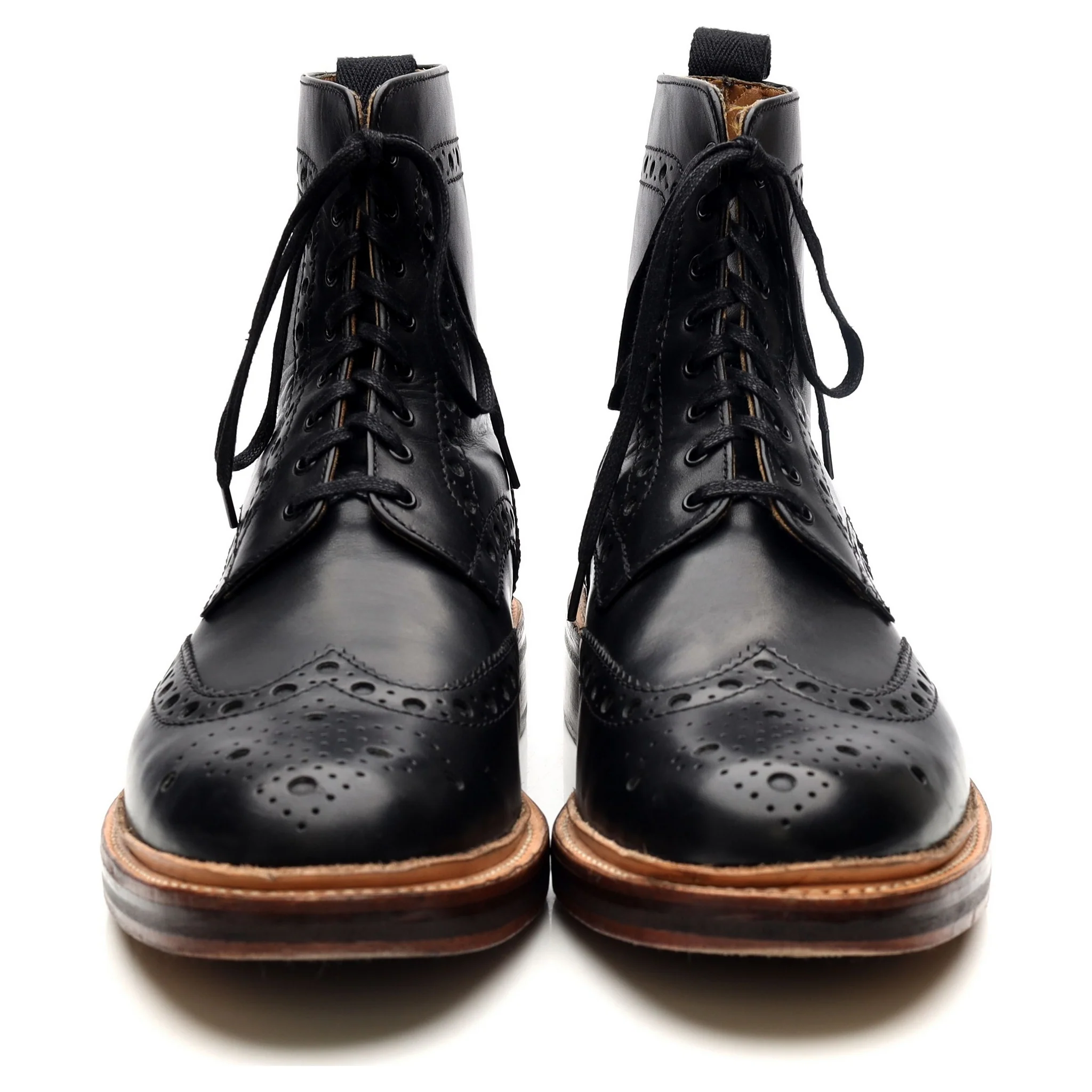 'Fred' Black Leather Brogue Boots UK 9.5 G - Image 8