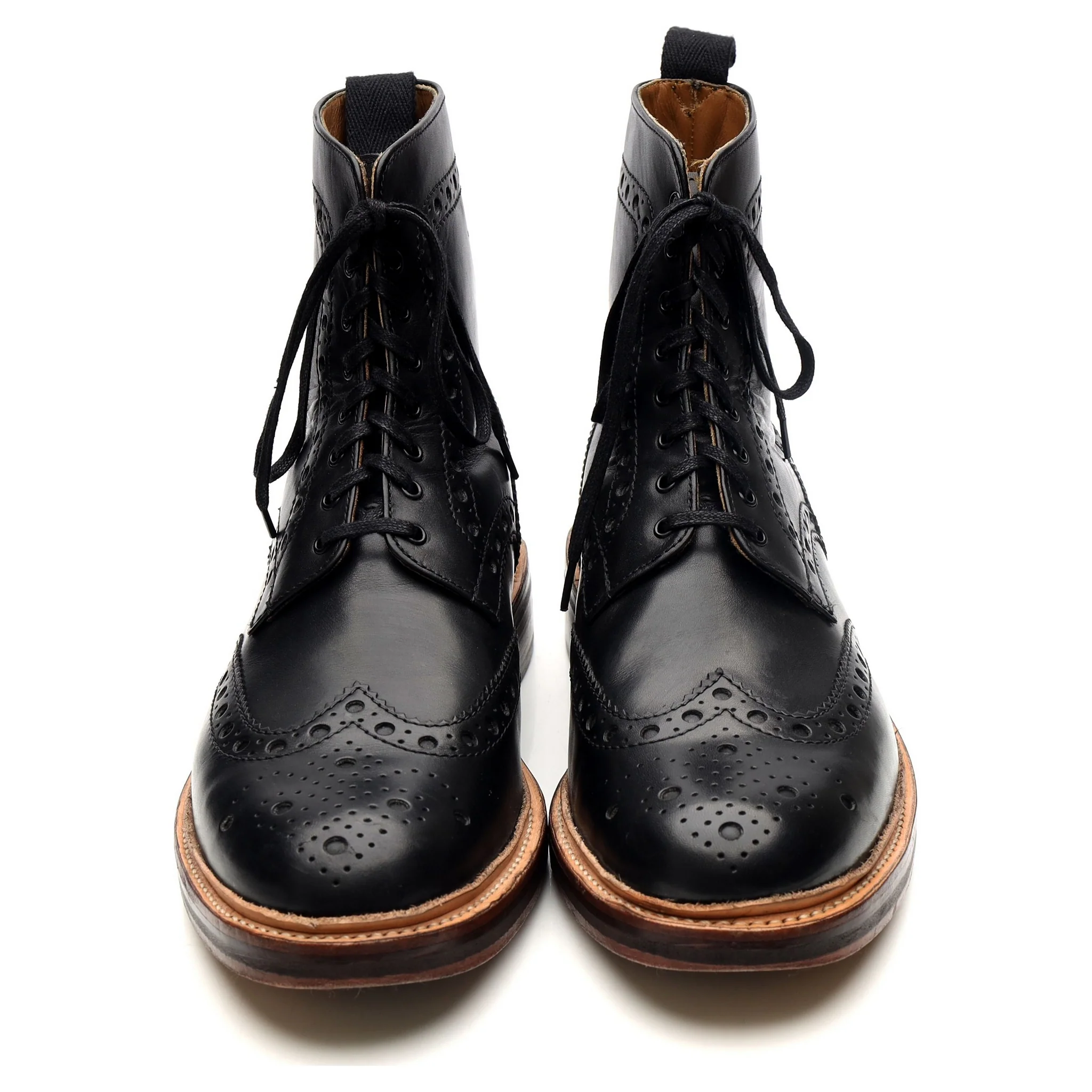 'Fred' Black Leather Brogue Boots UK 9.5 G - Image 9