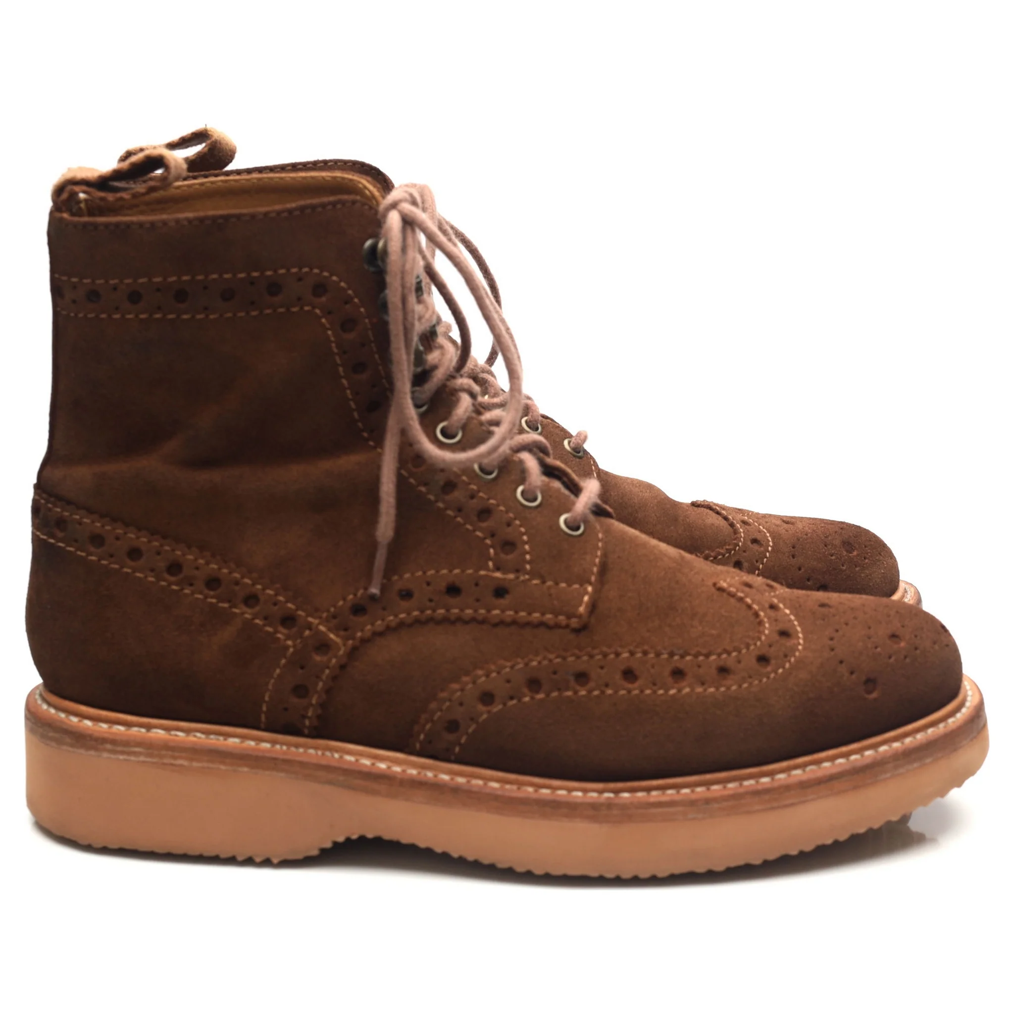 'Fred' Brown Suede Brogue Boots UK 8 G - Image 6