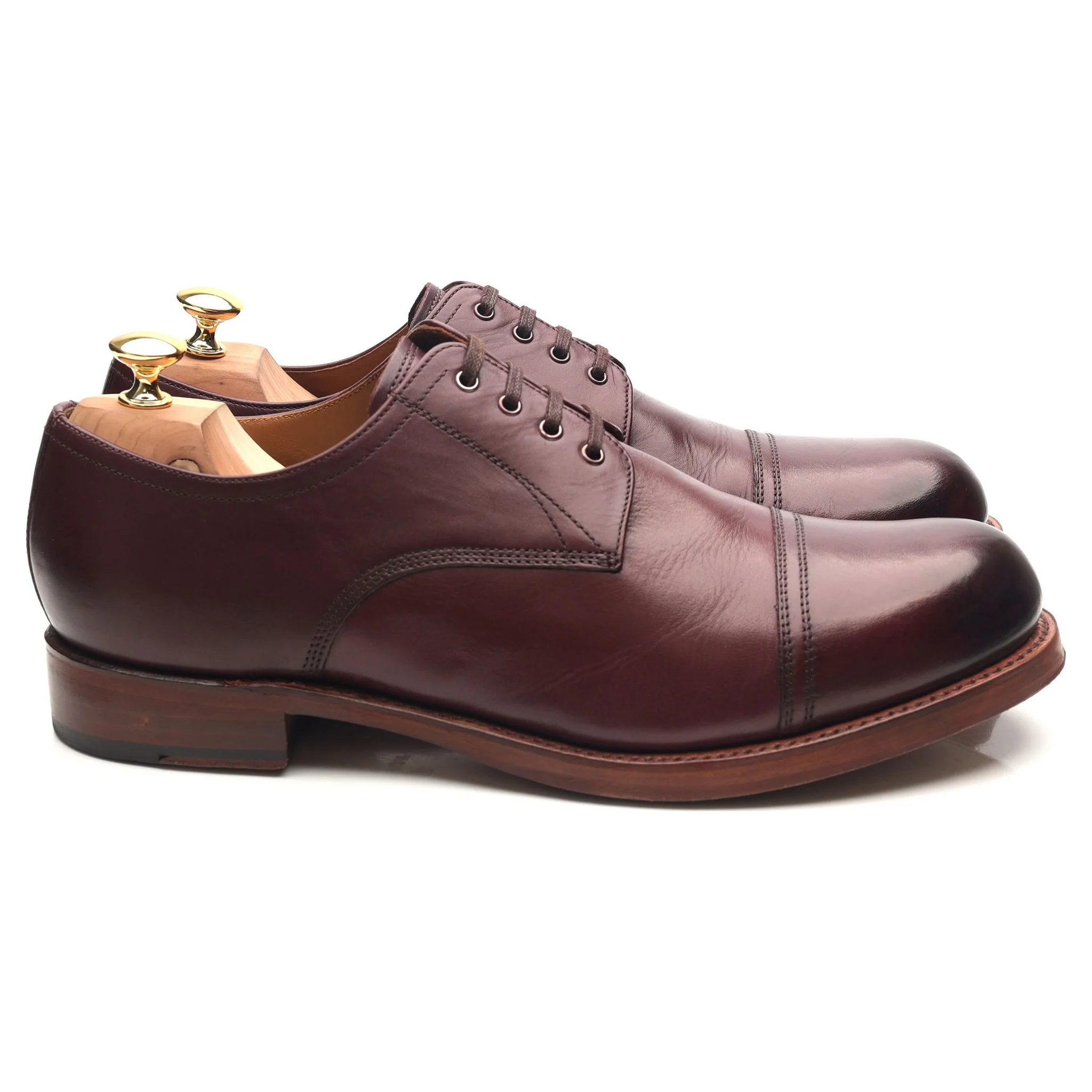 'Rhys' Burgundy Leather Derby UK 11 F - Image 6