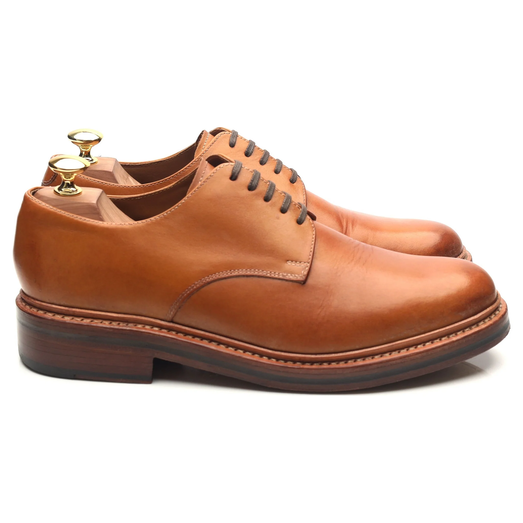 'Curt' Tan Brown Leather Derby UK 8 G - Image 6