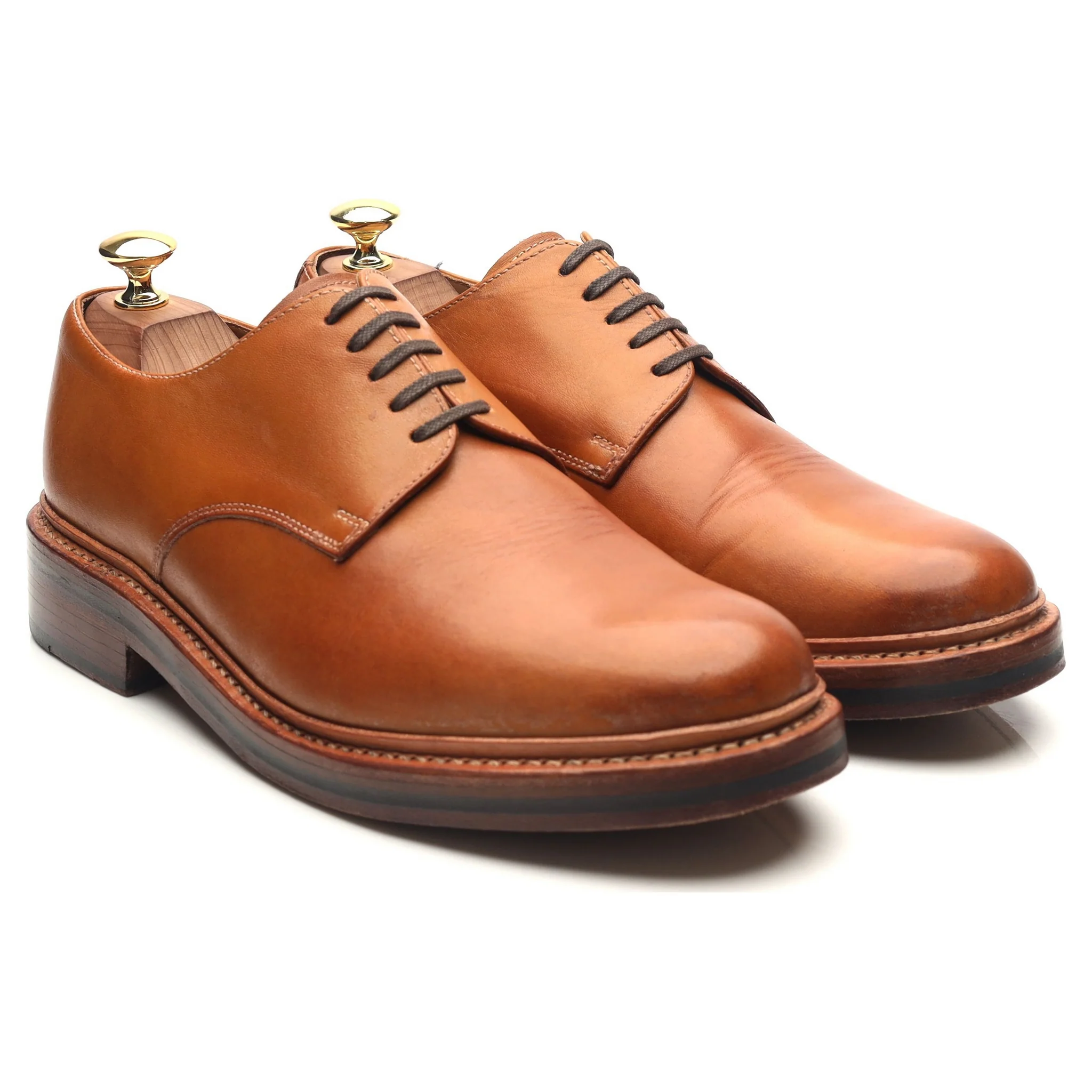 'Curt' Tan Brown Leather Derby UK 8 G - Image 7