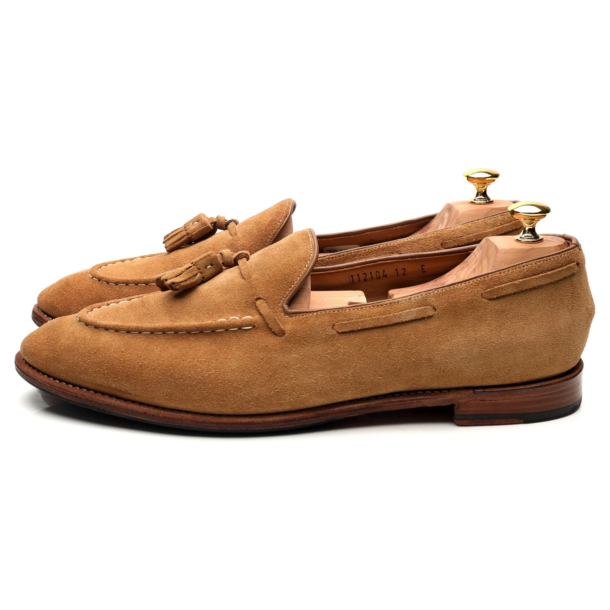 'Scottie' Sand Brown Suede Tassel Loafers UK 12 E - Image 2