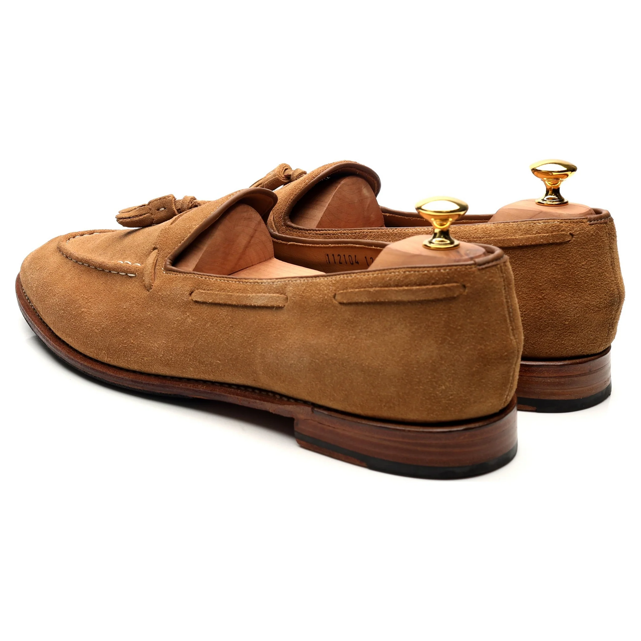 'Scottie' Sand Brown Suede Tassel Loafers UK 12 E - Image 3