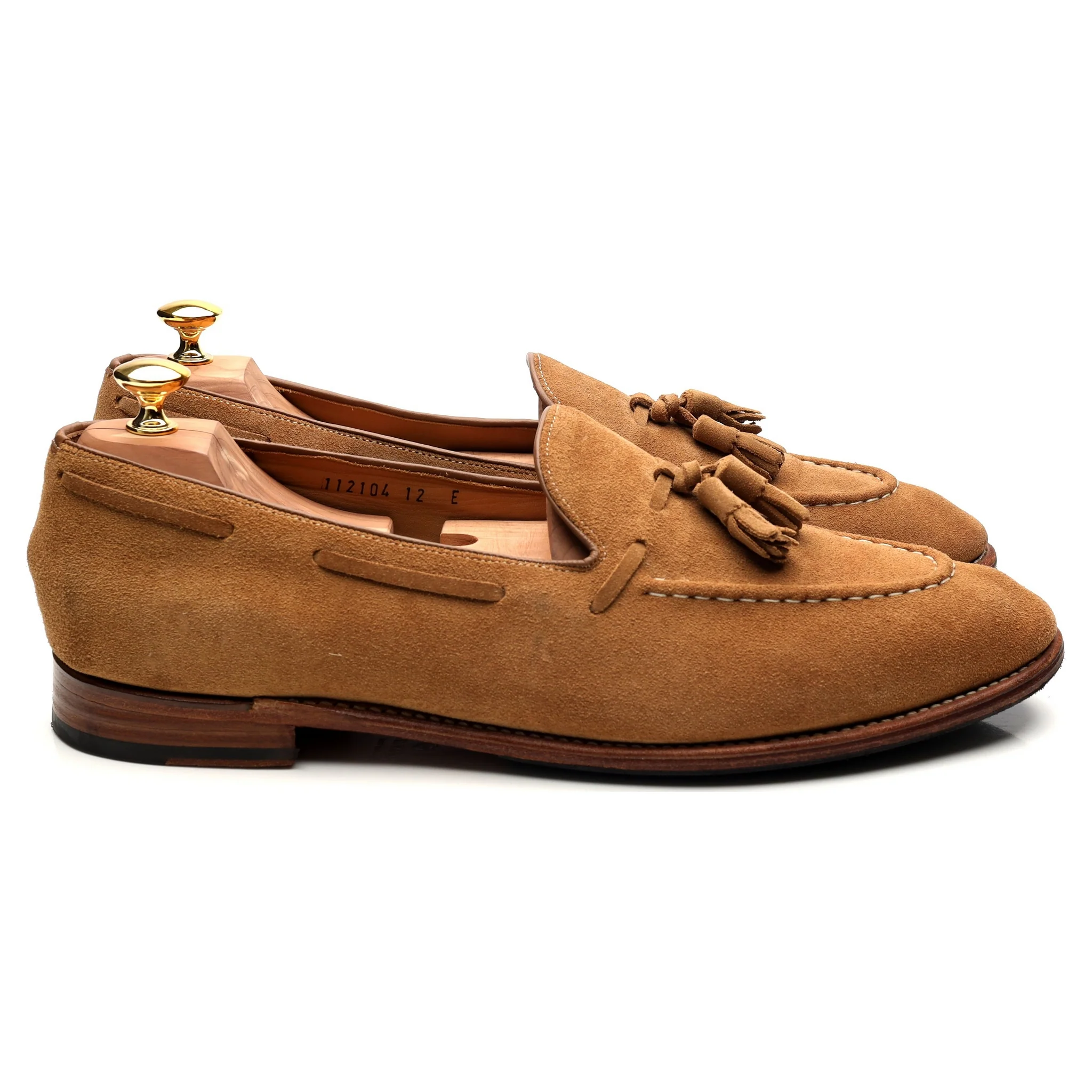 'Scottie' Sand Brown Suede Tassel Loafers UK 12 E - Image 6