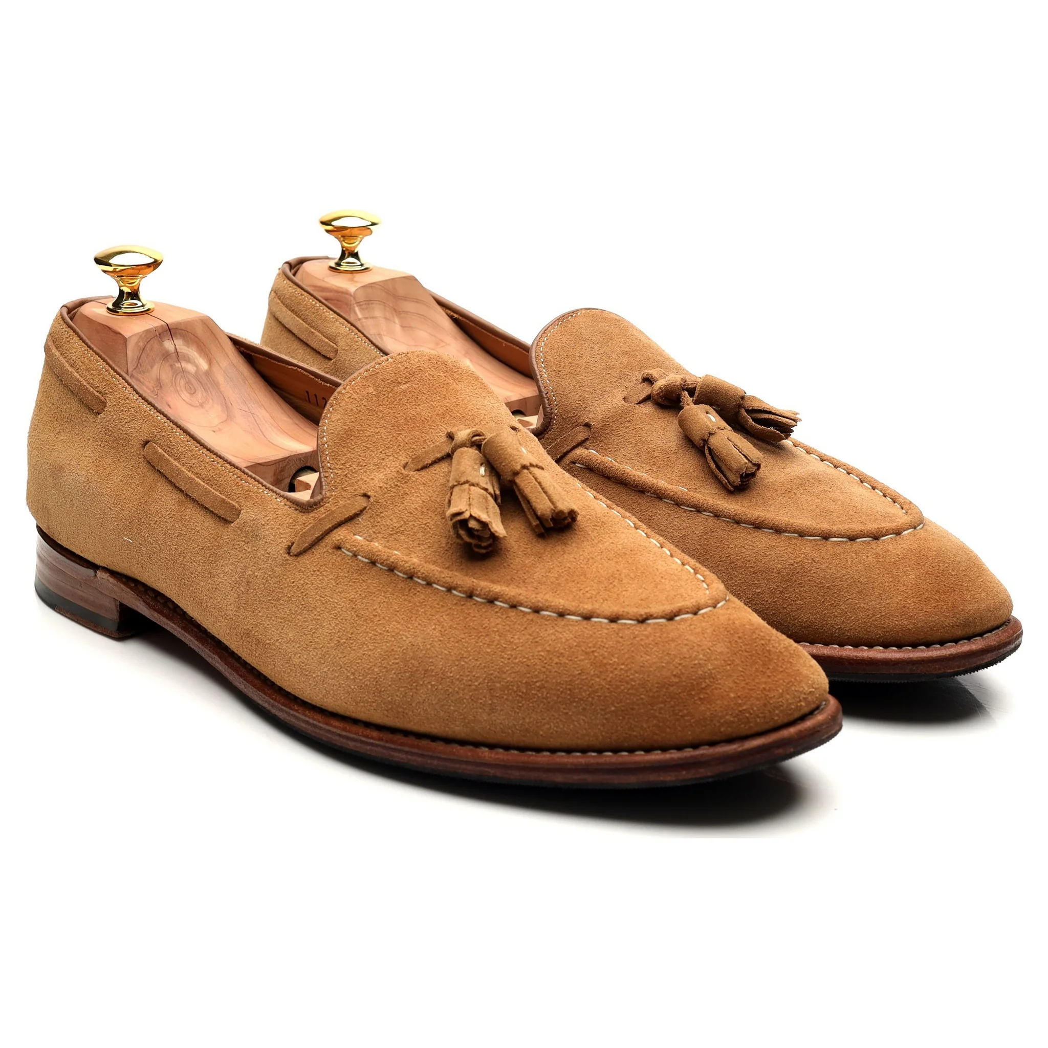 'Scottie' Sand Brown Suede Tassel Loafers UK 12 E - Image 7
