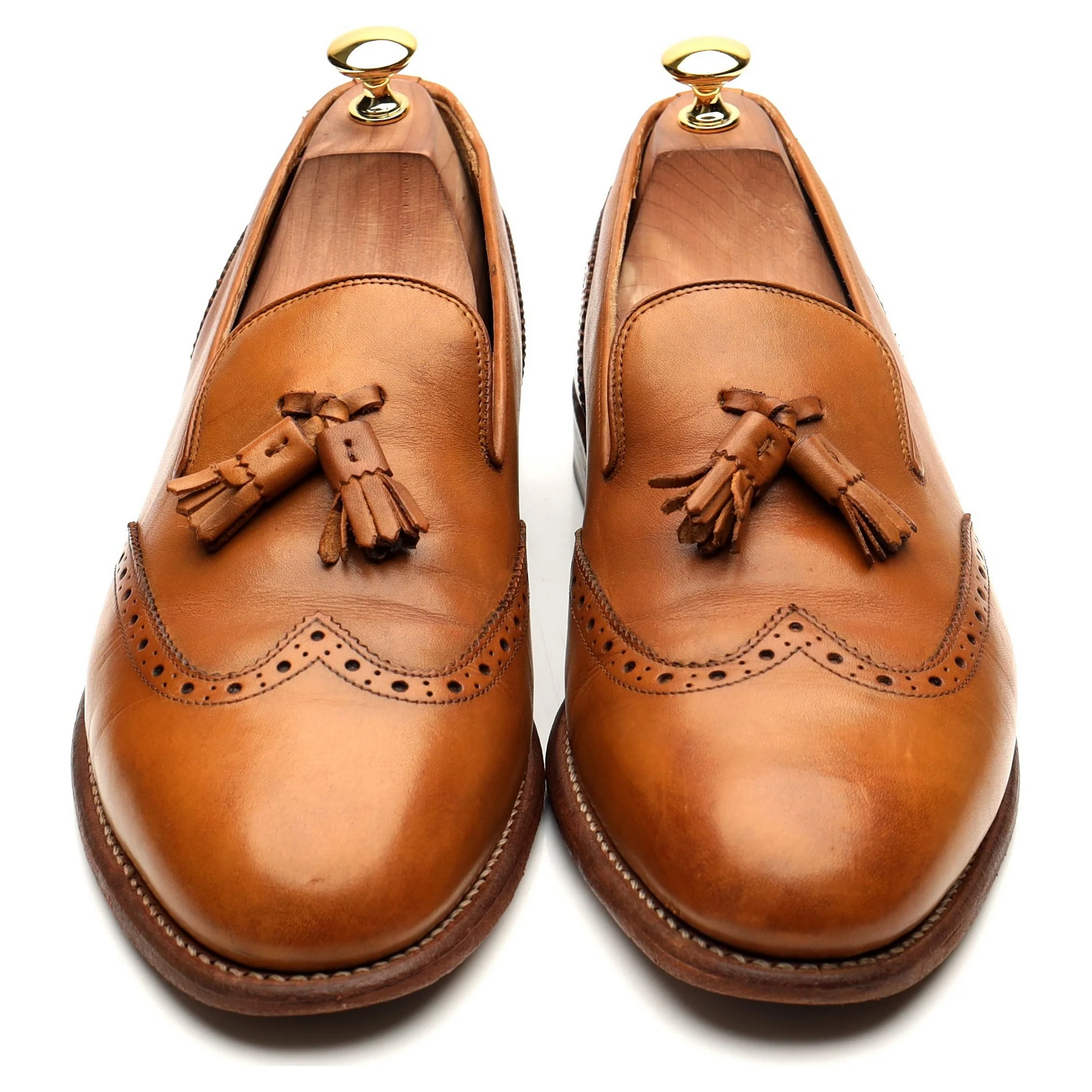 'Monty' Tan Brown Leather Tassel Loafers UK 10.5 E - Image 9