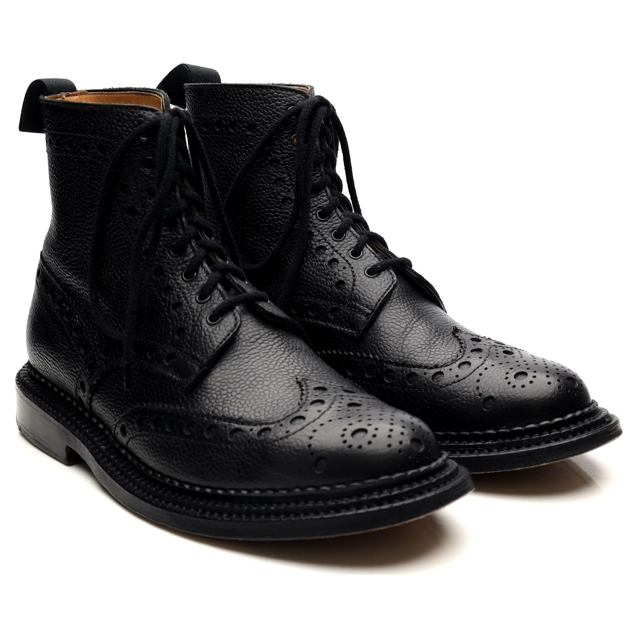 'Fred' Triple Welt Black Leather Brogue Boots UK 7 G - Image 7