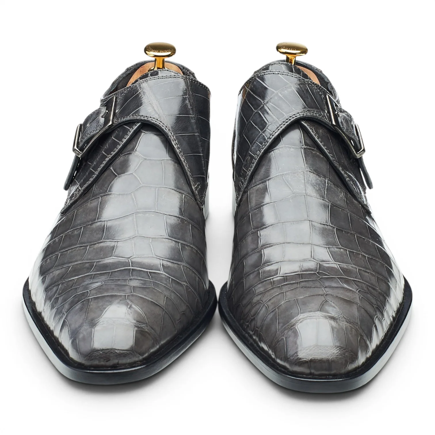 Grey Alligator Leather Monk Strap UK 12 EU 46 - Image 2