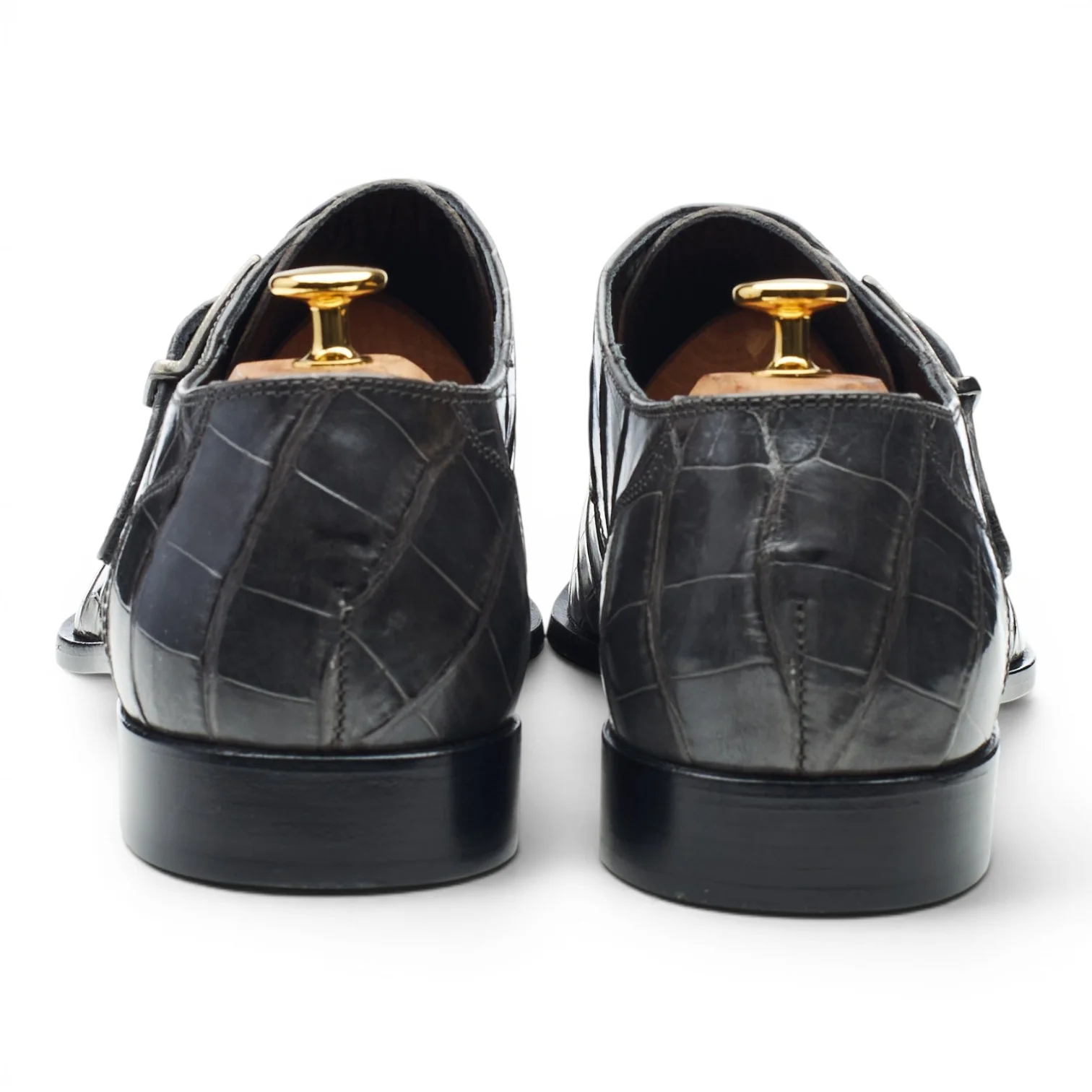 Grey Alligator Leather Monk Strap UK 12 EU 46 - Image 4