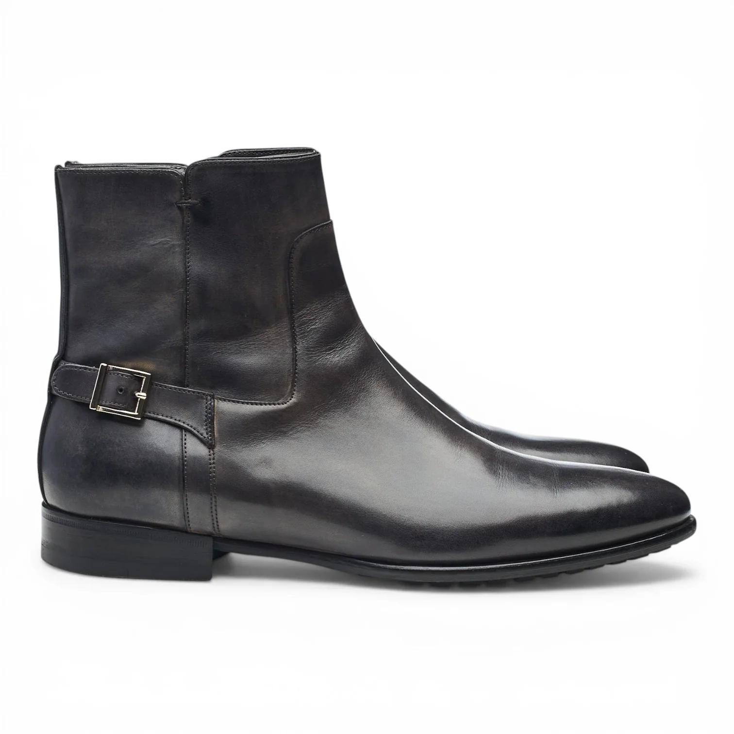 Dark Grey Leather Zip-up Jodhpur Boots UK 7 F