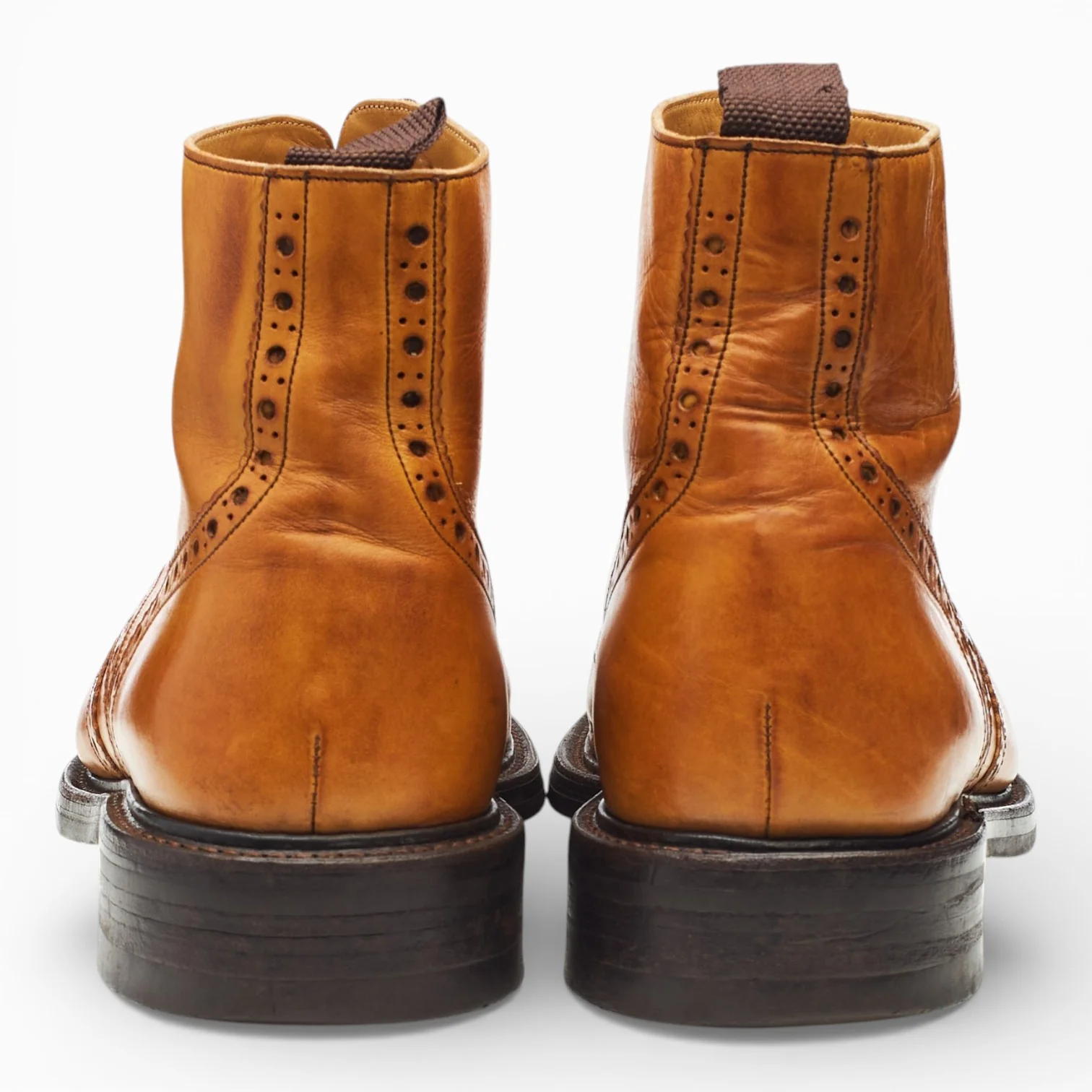 'Harrison' Tan Brown Leather Brogue Boots UK 10 F - Image 4