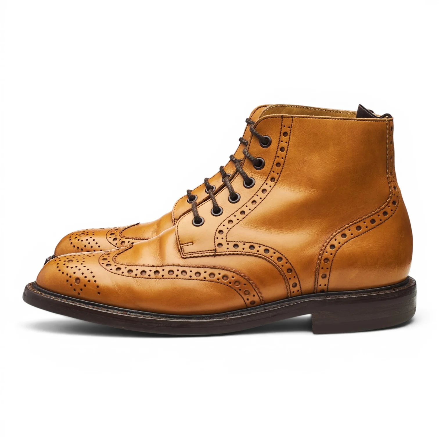 'Harrison' Tan Brown Leather Brogue Boots UK 9.5 F - Image 3