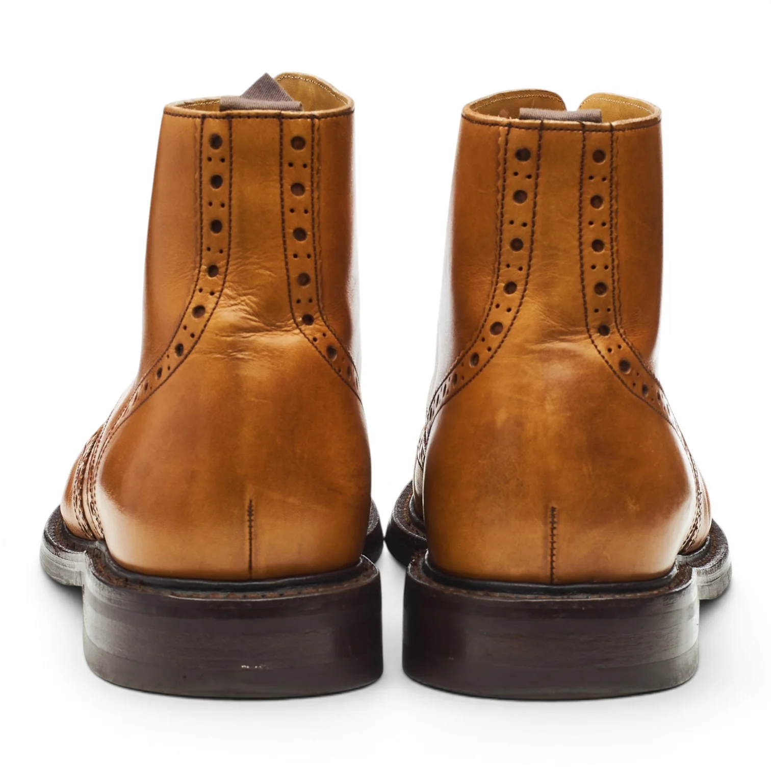 'Harrison' Tan Brown Leather Brogue Boots UK 9.5 F - Image 4