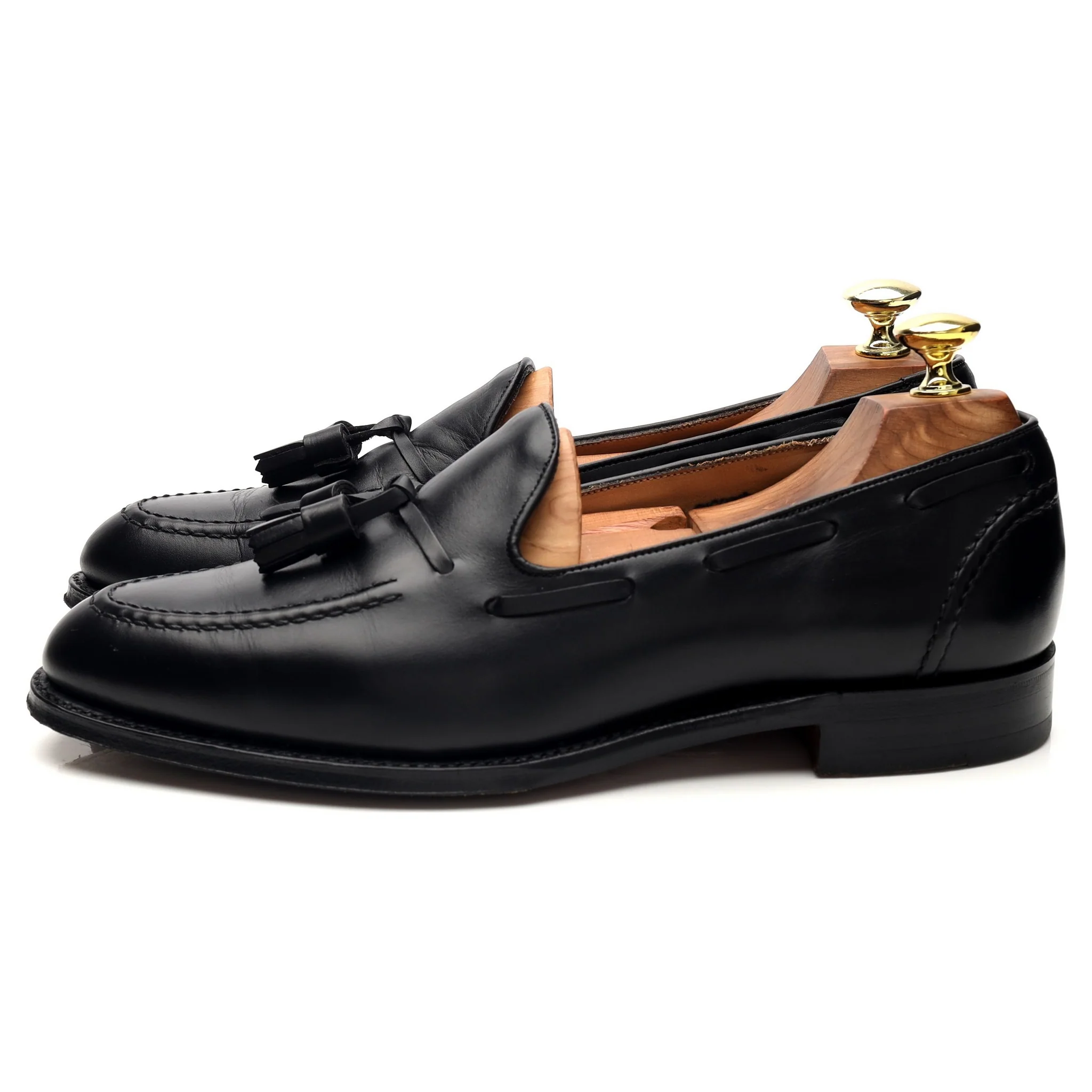'Harry' Black Leather Tassel Loafers UK 7 F - Image 3