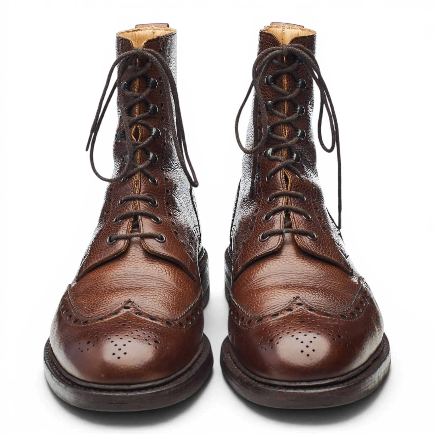'Harry' Dark Brown Grain Leather Brogue Boots UK 10 F - Image 2