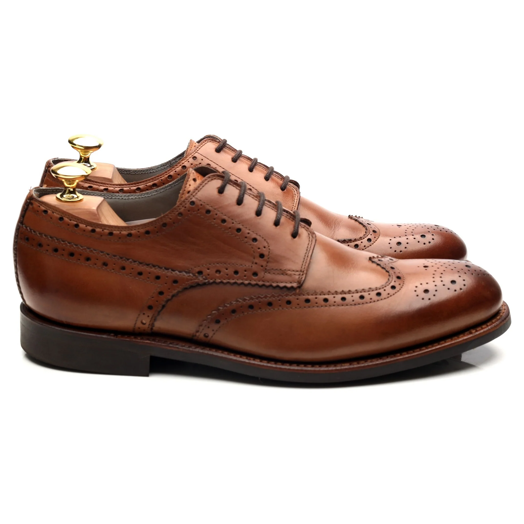 'Bath' Tan Brown Leather Derby Brogues UK 8 F - Image 6