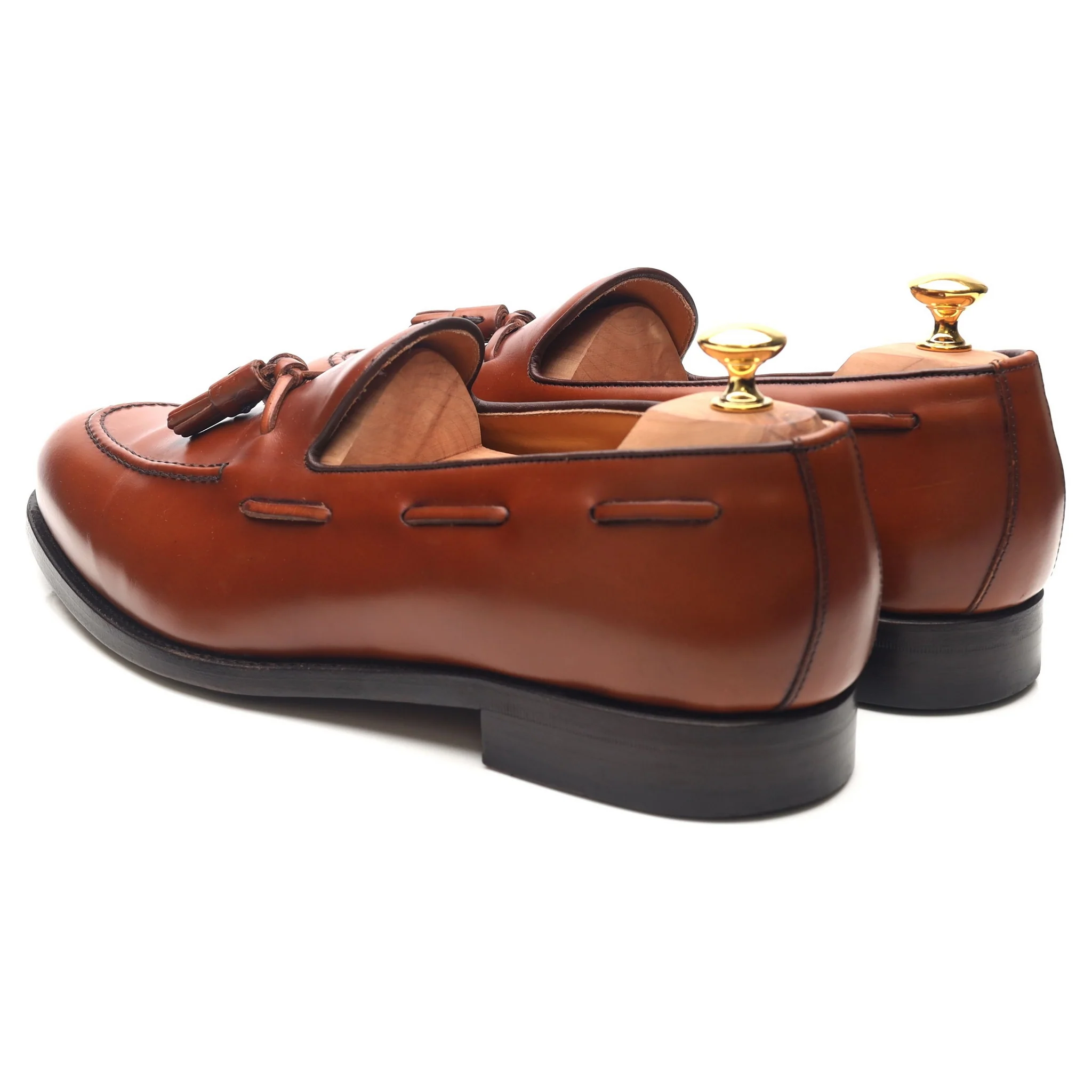 'Fletcher' Tan Brown Leather Tassel Loafers UK 12 F - Image 3