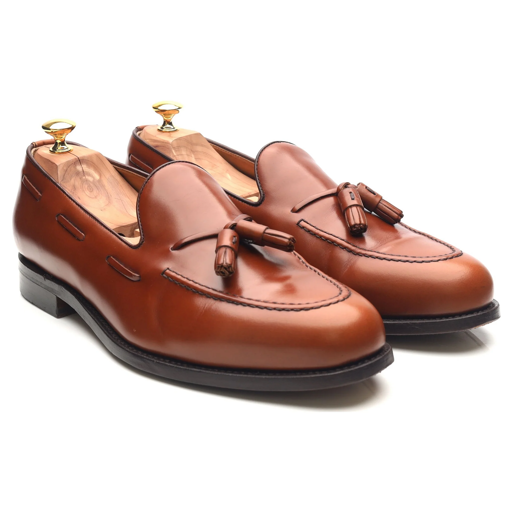 'Fletcher' Tan Brown Leather Tassel Loafers UK 12 F - Image 7