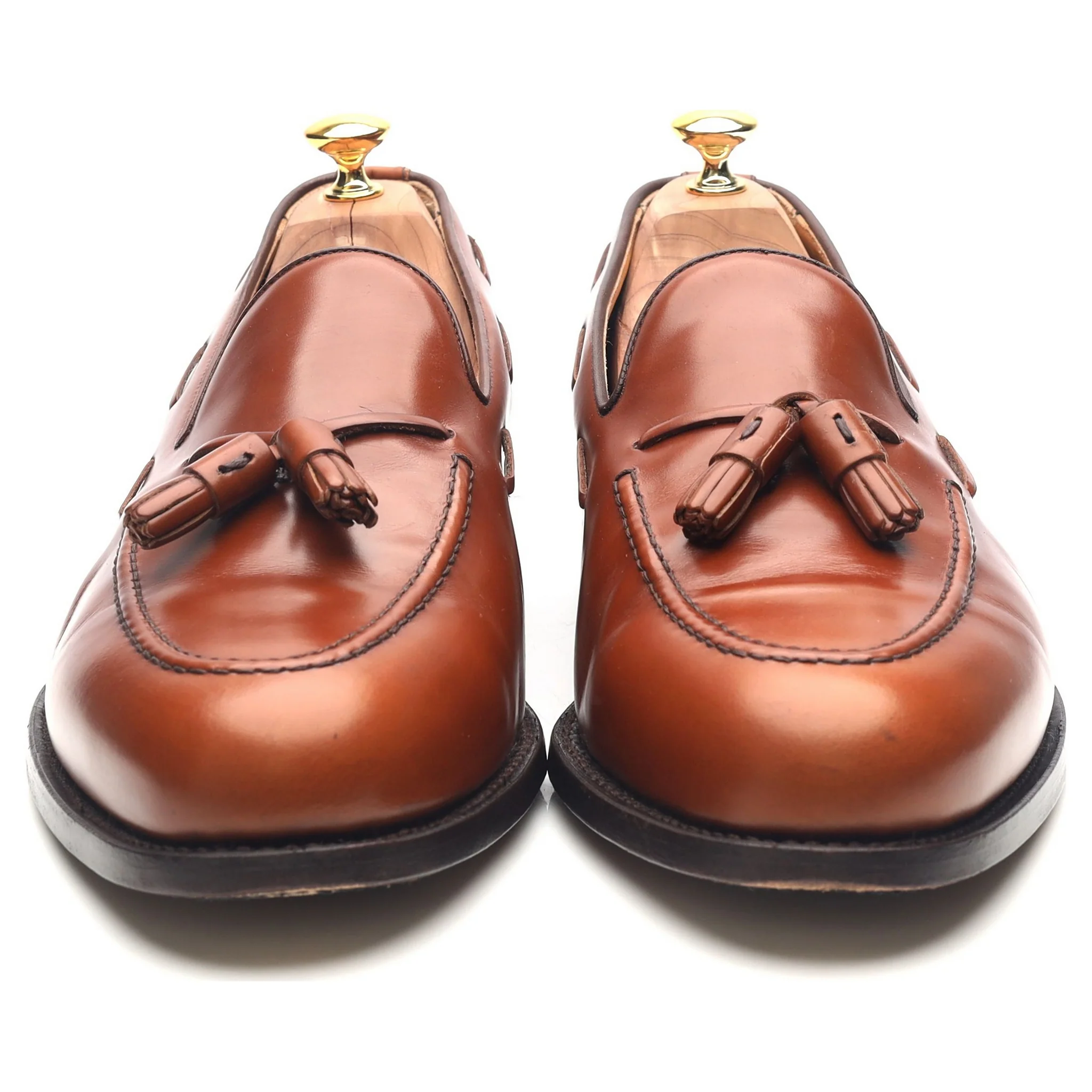 'Fletcher' Tan Brown Leather Tassel Loafers UK 12 F - Image 8
